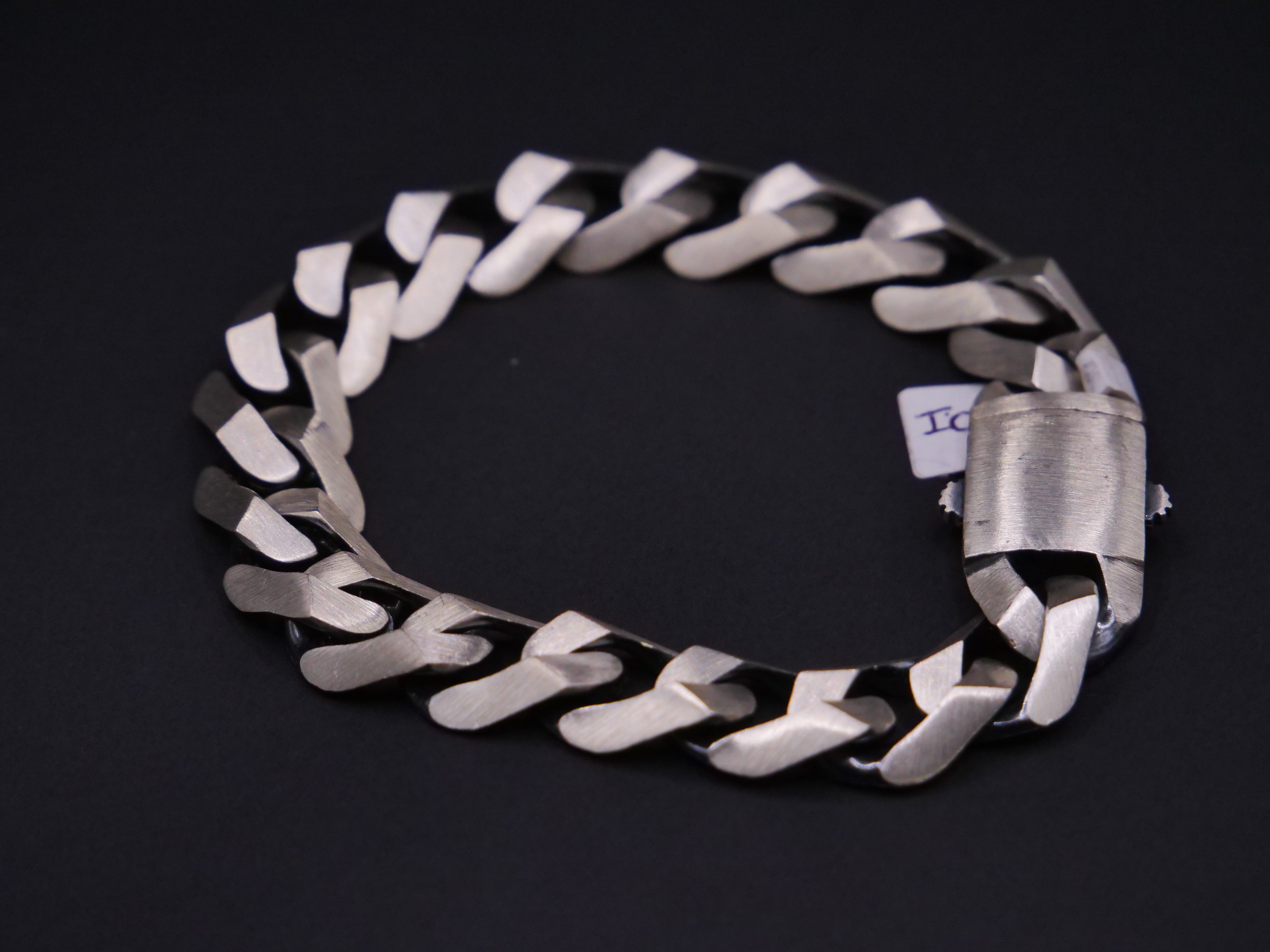 Heavyweight Brushed Finish Flat Cuban Link Bracelet In Silver