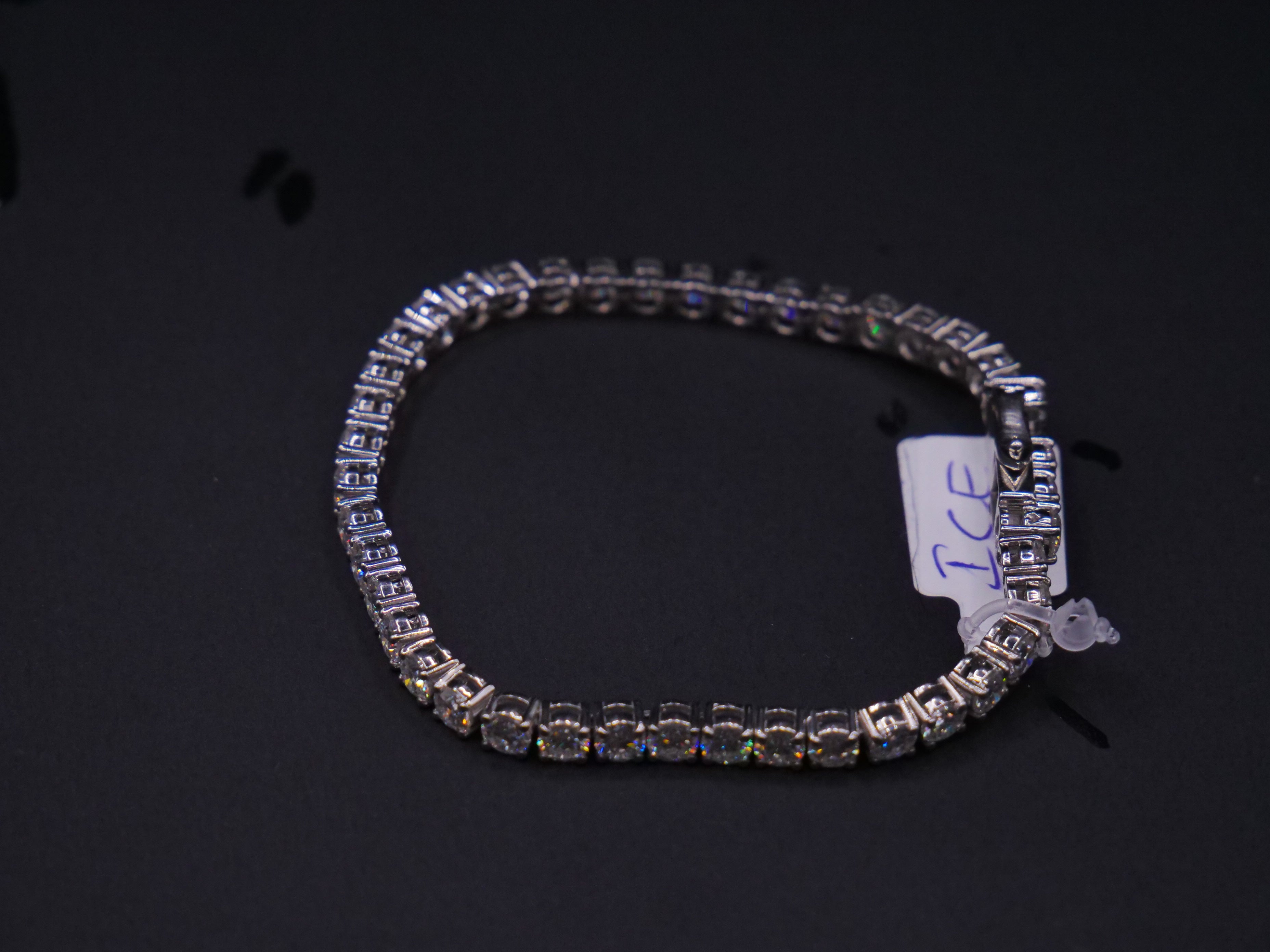 Round Four-Prong CZ Tennis Bracelet In White Gold With Box Clasp Closure