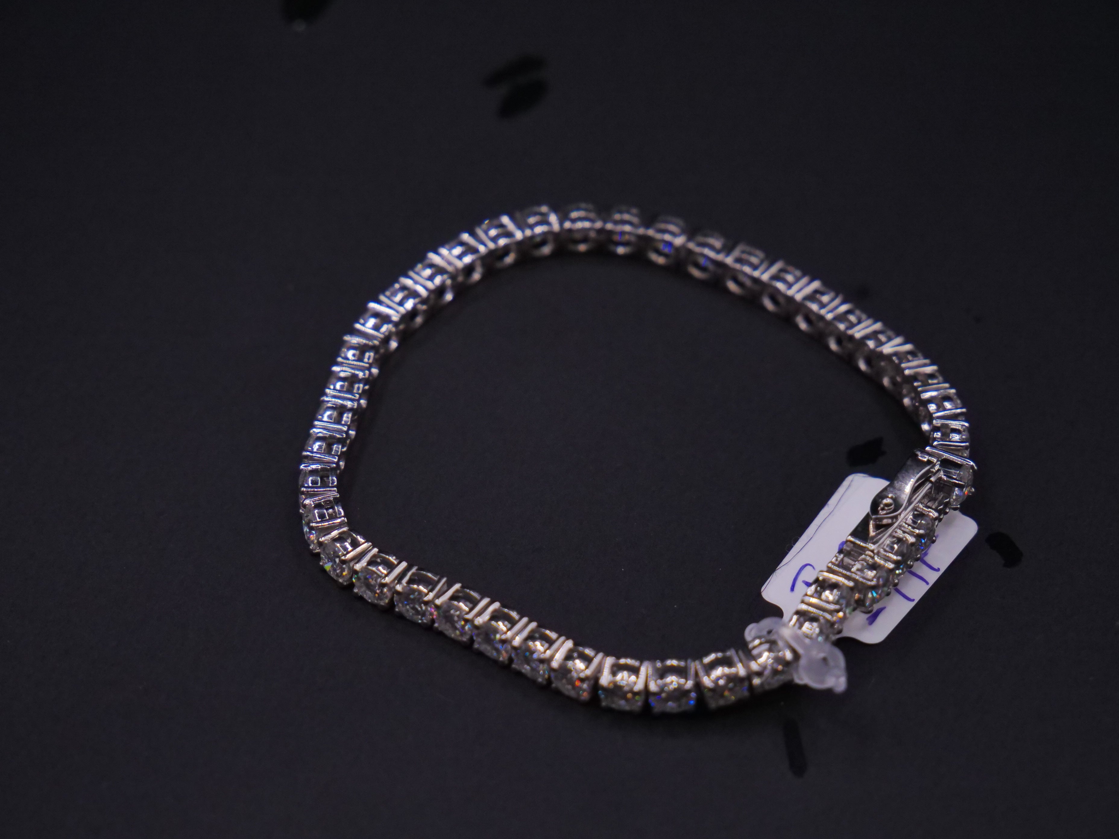 Round Four-Prong CZ Tennis Bracelet In White Gold With Box Clasp Closure