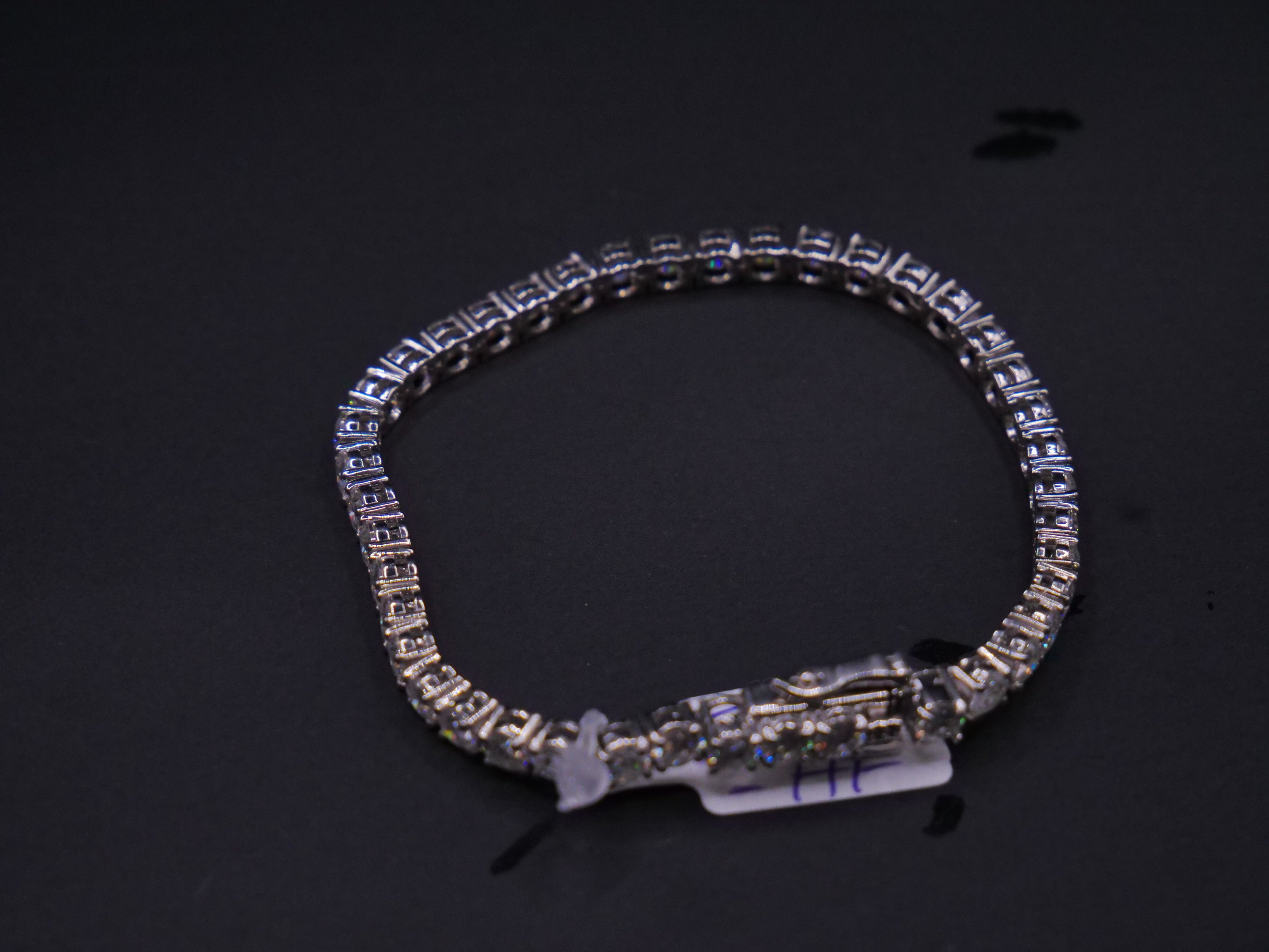 Round Four-Prong CZ Tennis Bracelet In White Gold With Box Clasp Closure