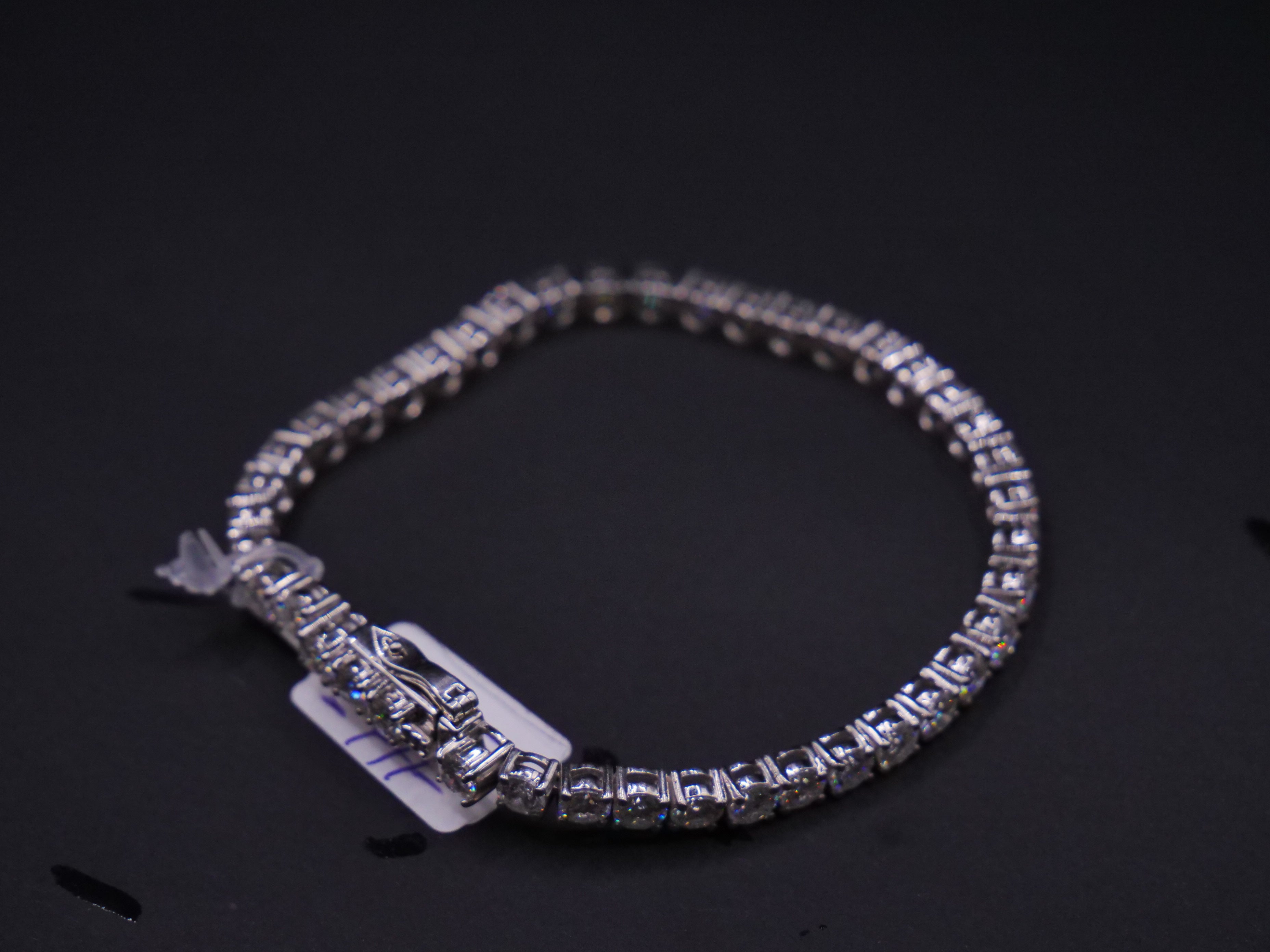 Round Four-Prong CZ Tennis Bracelet In White Gold With Box Clasp Closure