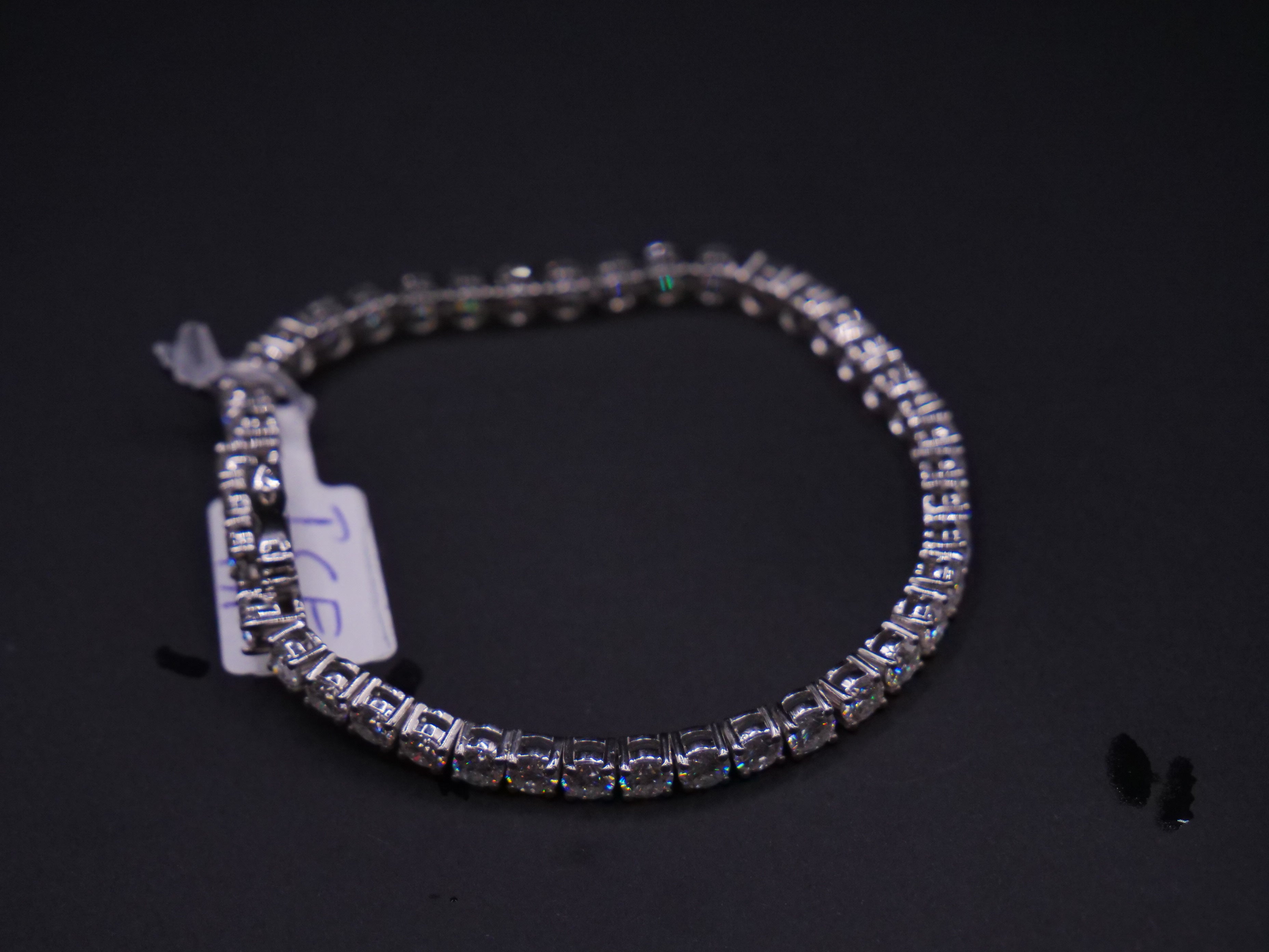 Round Four-Prong CZ Tennis Bracelet In White Gold With Box Clasp Closure