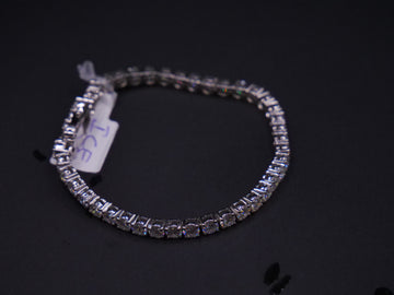 Round Four-Prong CZ Tennis Bracelet In White Gold With Box Clasp Closure