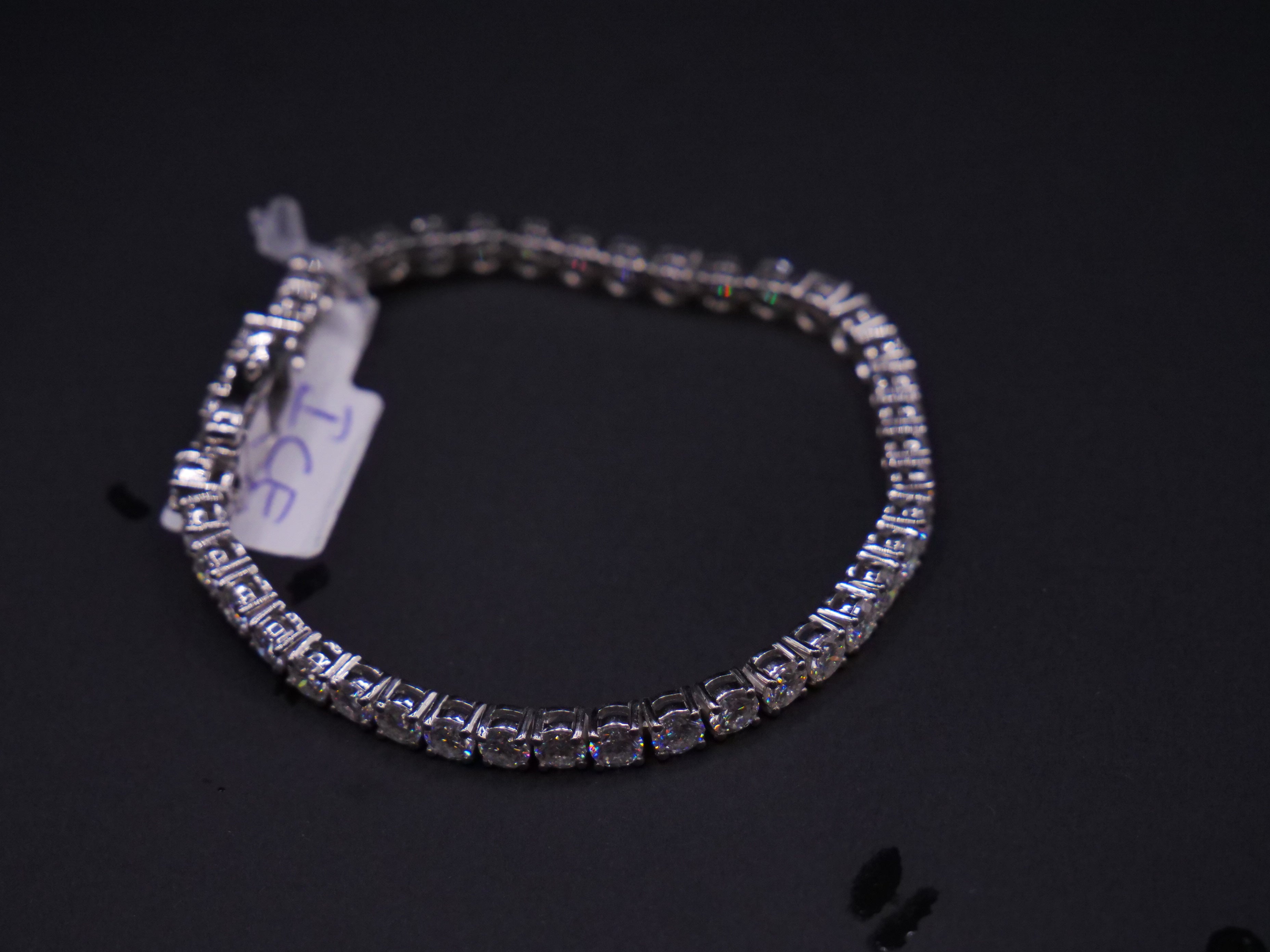 Round Four-Prong CZ Tennis Bracelet In White Gold With Box Clasp Closure