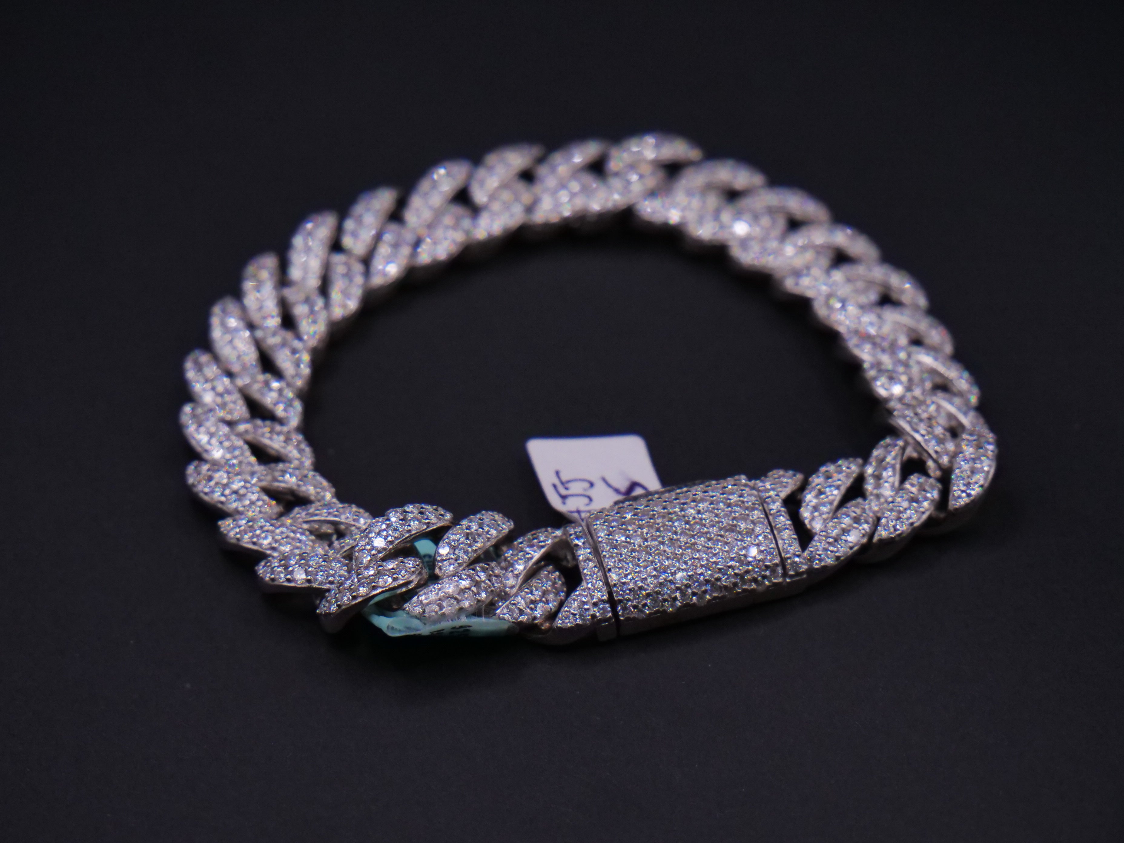 Chunky Iced Out Cuban Link Bracelet In White Gold With Full Pavé CZ & Stone-Set Clasp