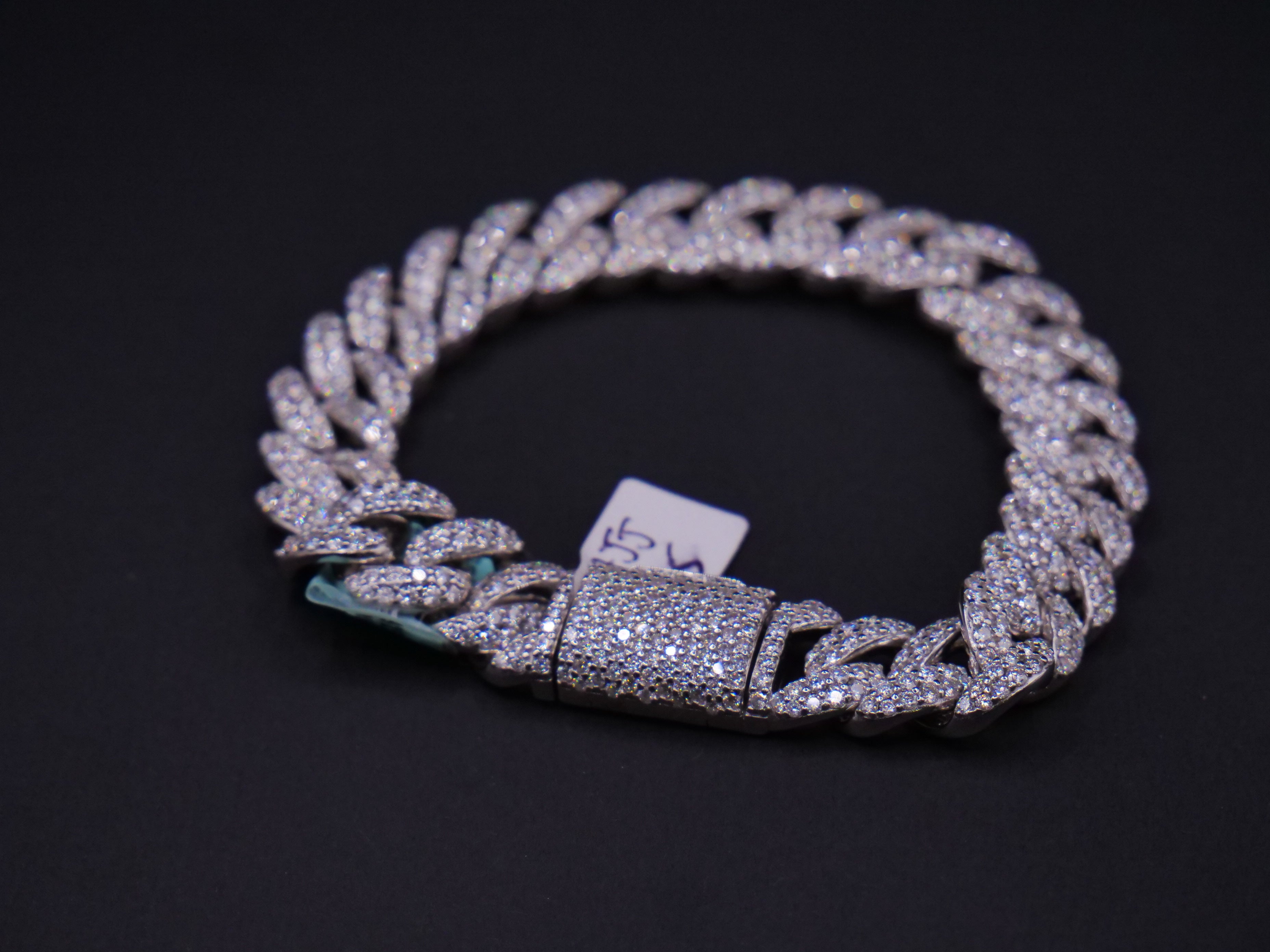 Chunky Iced Out Cuban Link Bracelet In White Gold With Full Pavé CZ & Stone-Set Clasp