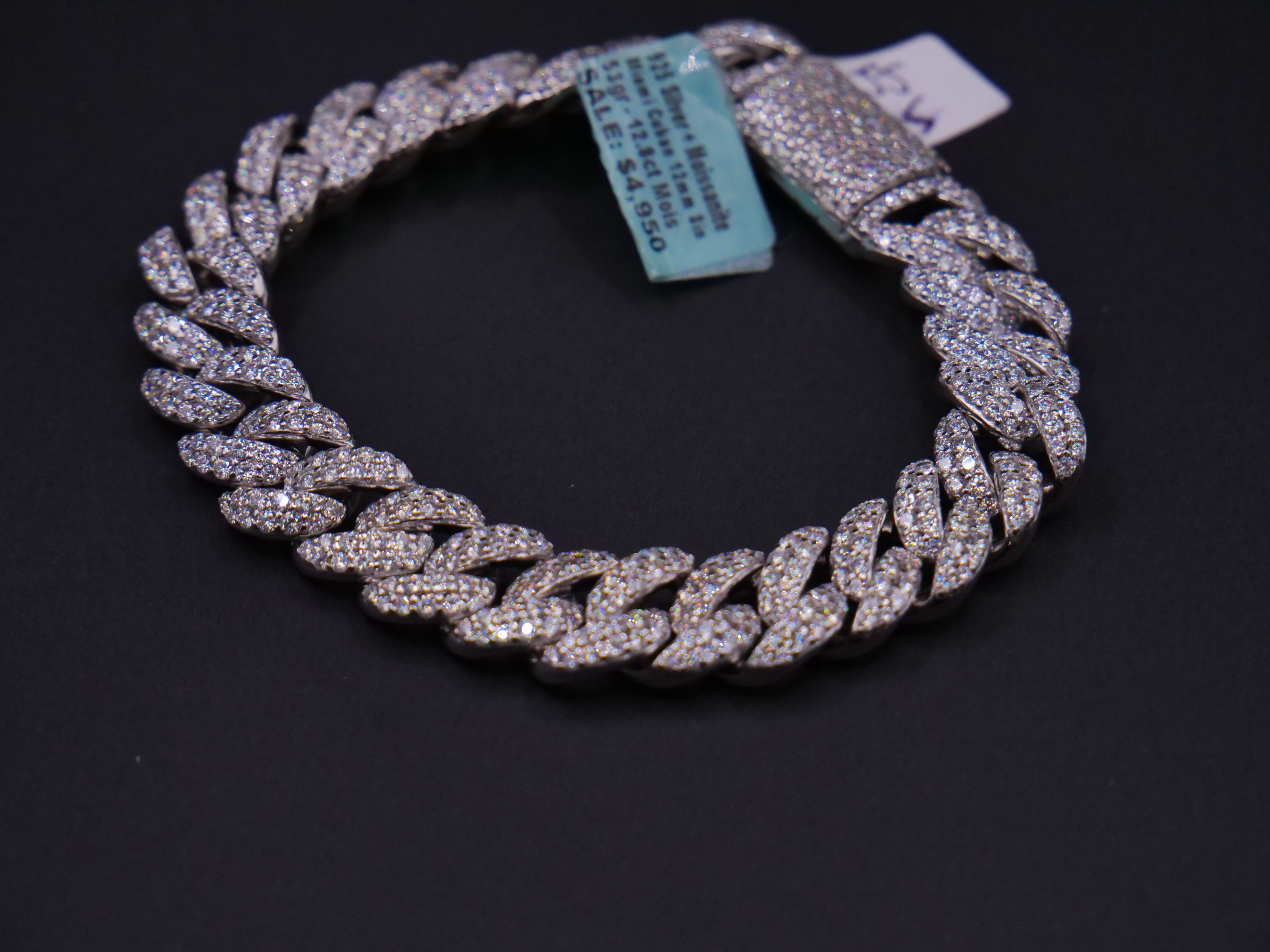 Chunky Iced Out Cuban Link Bracelet In White Gold With Full Pavé CZ & Stone-Set Clasp