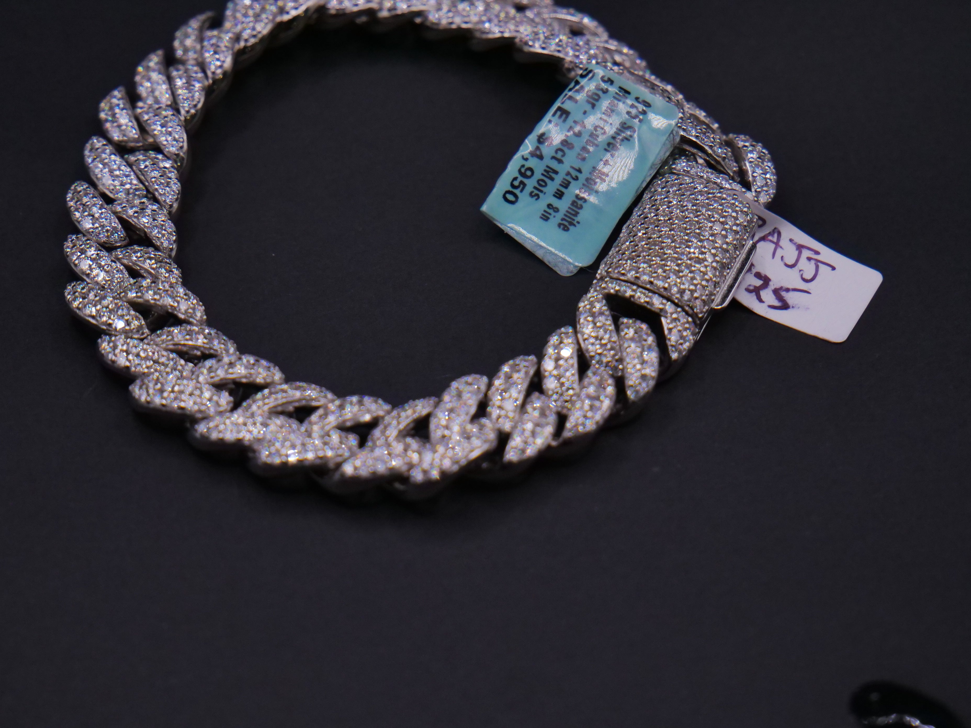 Chunky Iced Out Cuban Link Bracelet In White Gold With Full Pavé CZ & Stone-Set Clasp