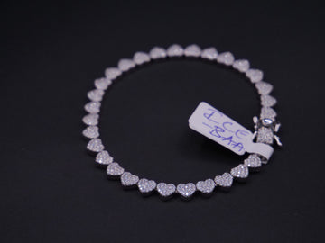 Pavé Diamond Heart Link Tennis Bracelet In White Gold