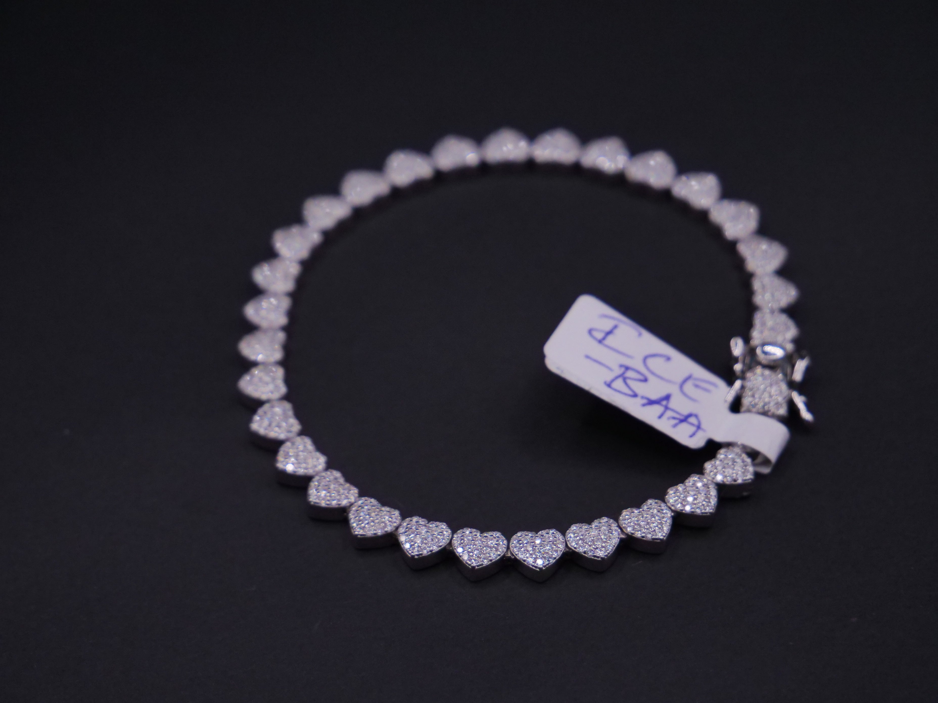 Pavé Diamond Heart Link Tennis Bracelet In White Gold