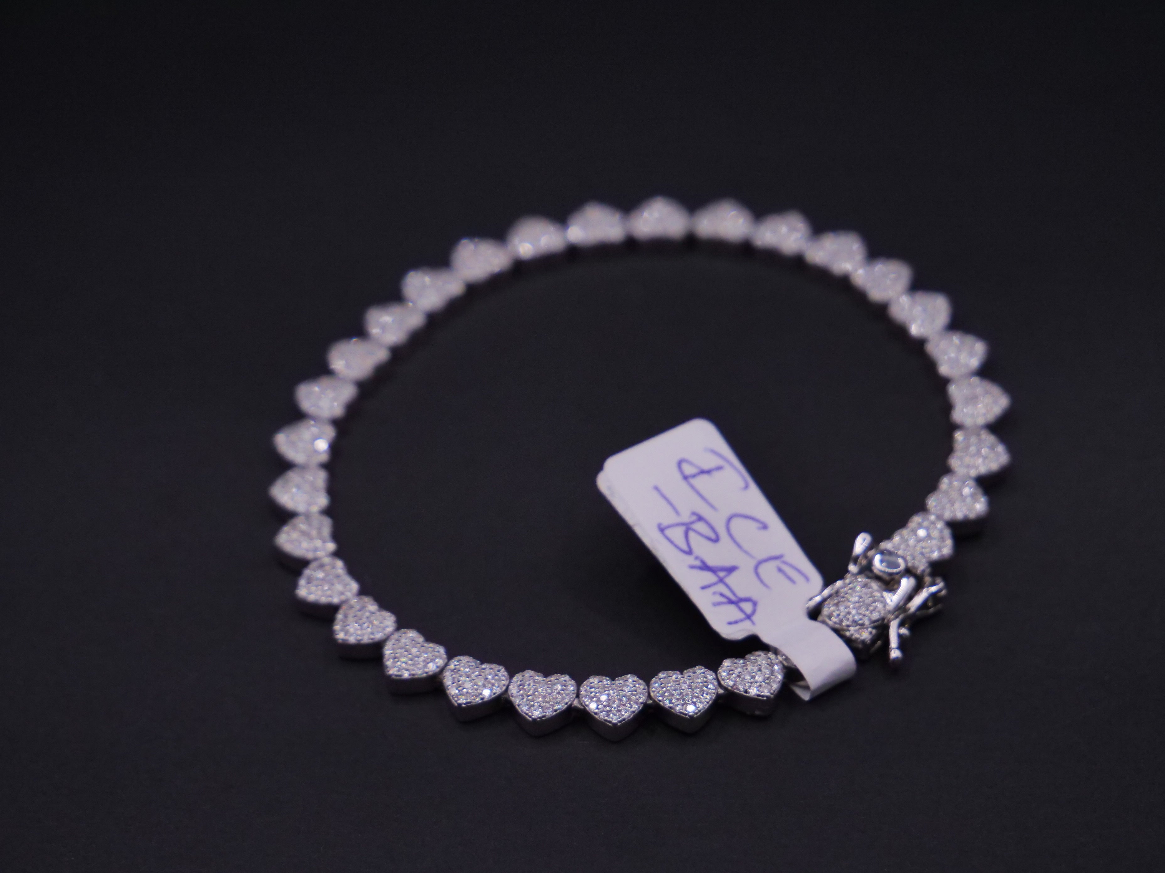 Pavé Diamond Heart Link Tennis Bracelet In White Gold