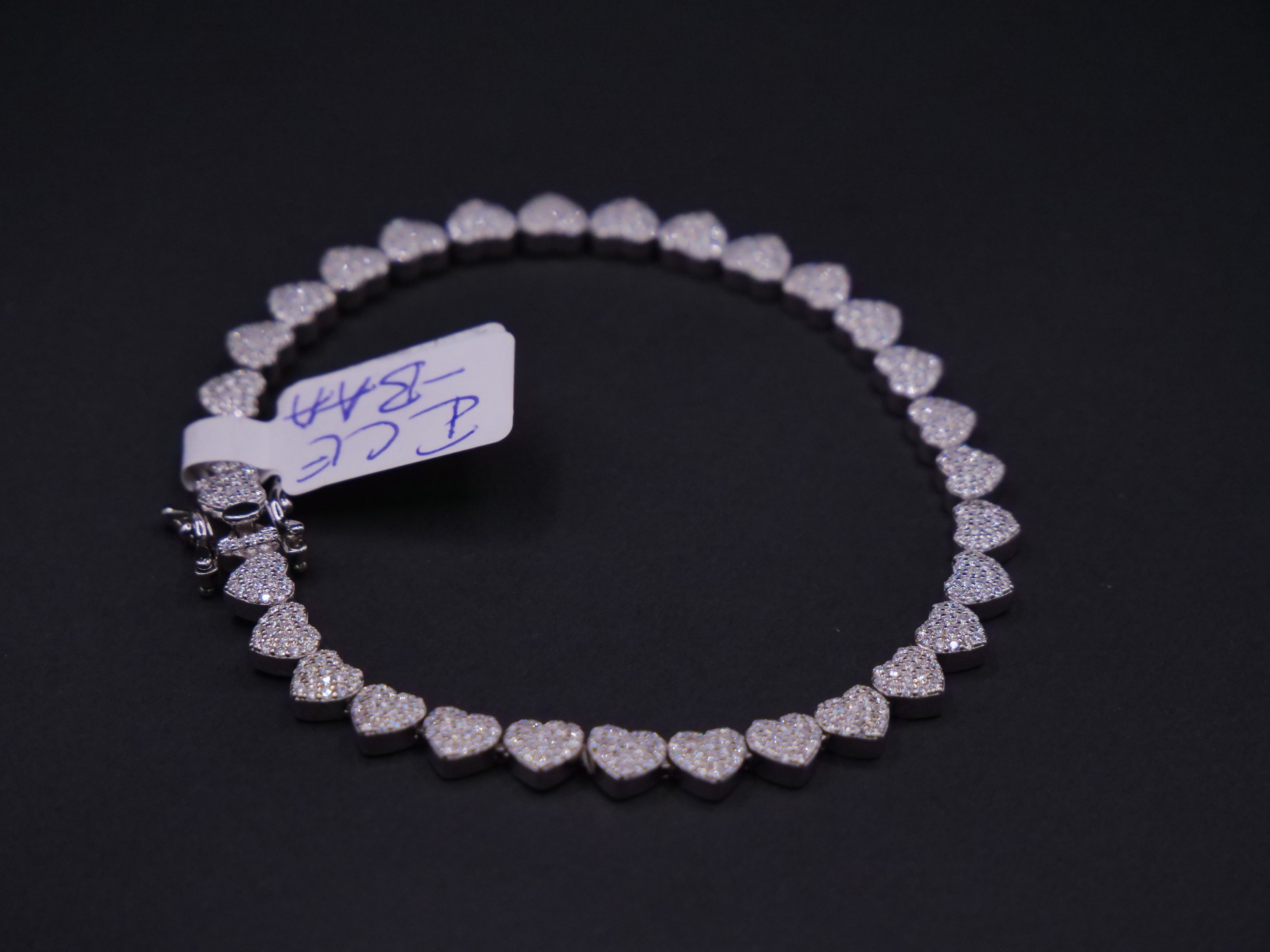 Pavé Diamond Heart Link Tennis Bracelet In White Gold