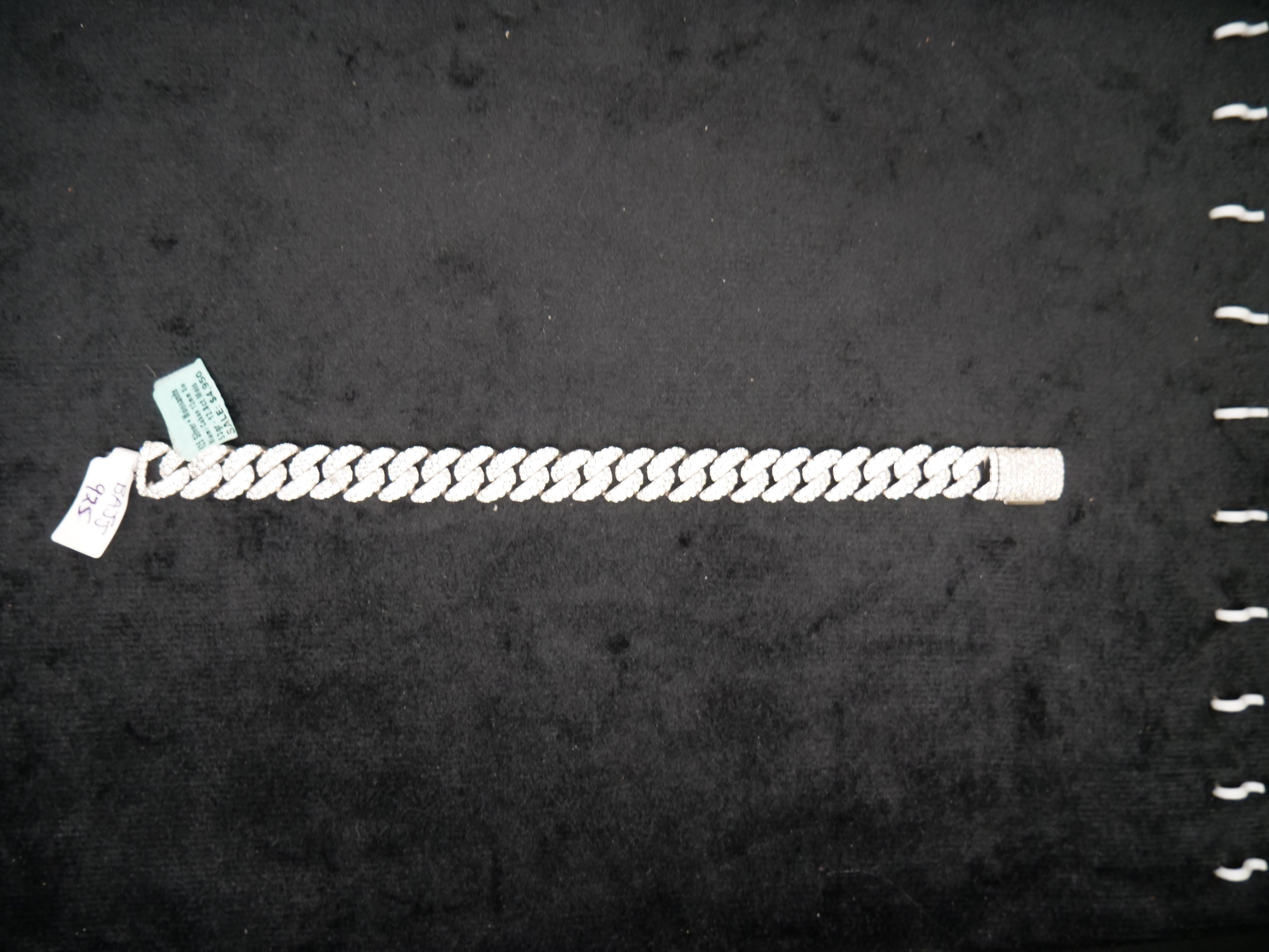 Pavé Diamond Cuban Link Bracelet In Sterling Silver