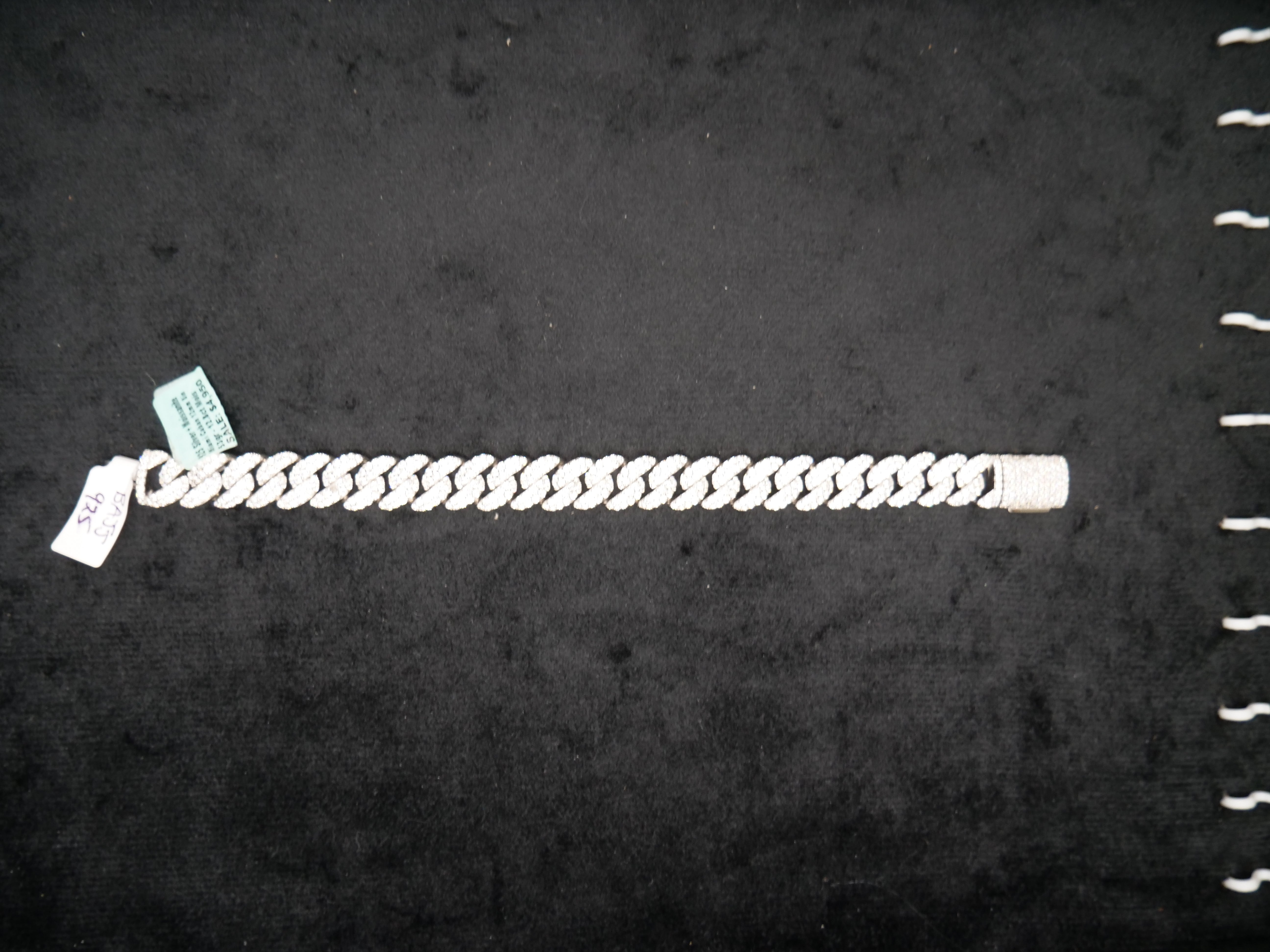 Pavé Diamond Cuban Link Bracelet In Sterling Silver
