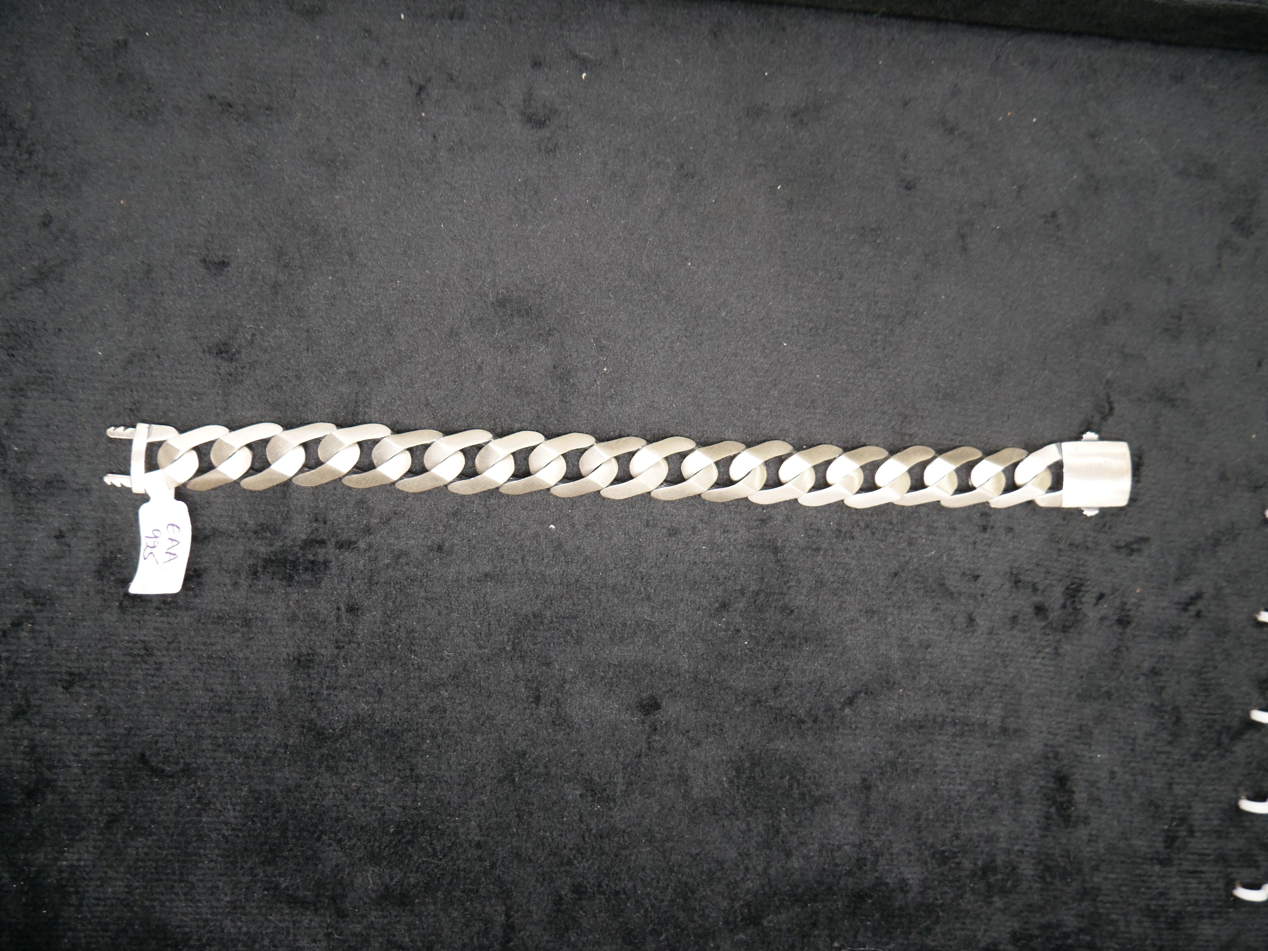 Brushed Curb Link Chain Bracelet In Sterling Silver