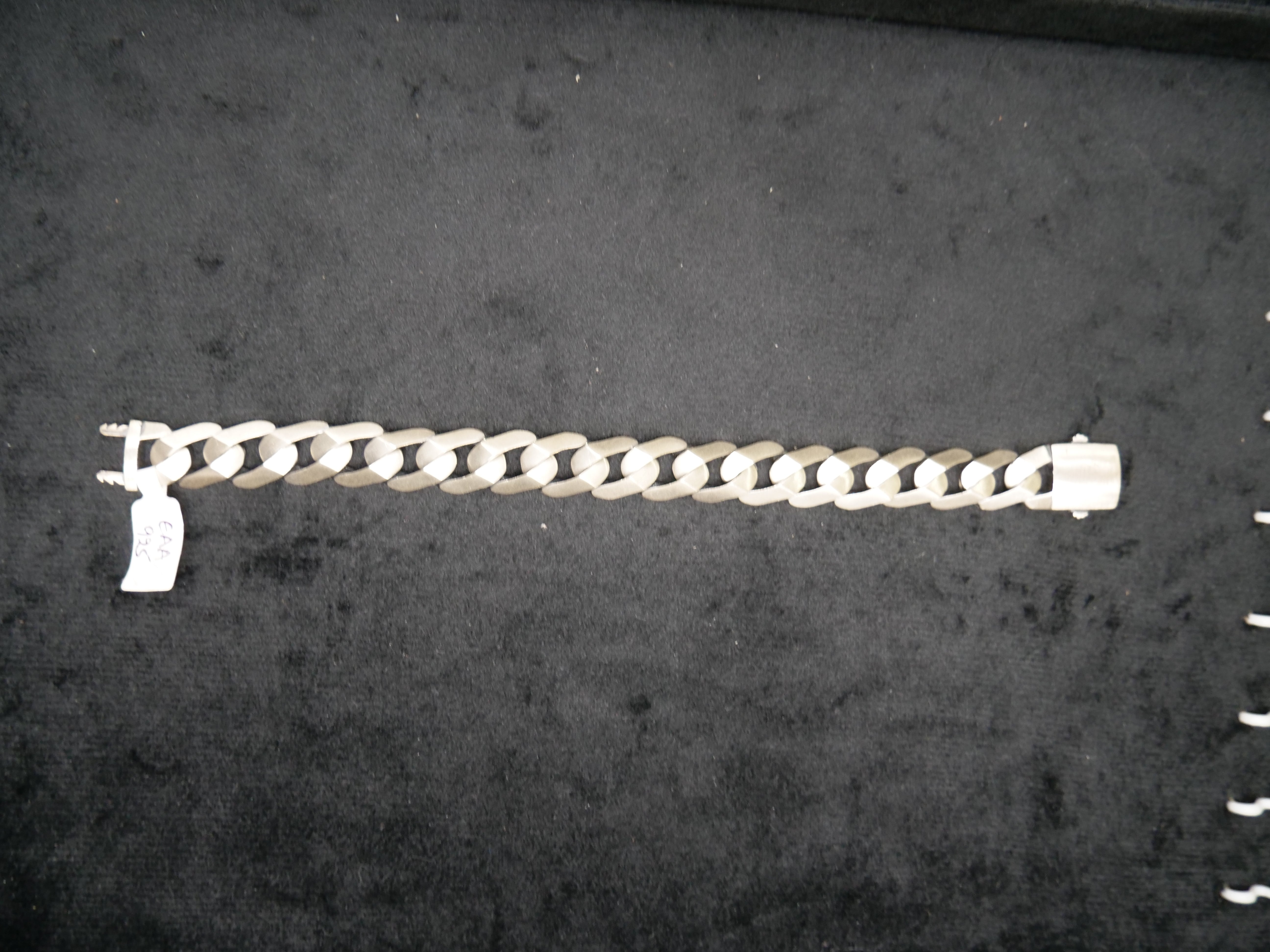 Brushed Curb Link Chain Bracelet In Sterling Silver