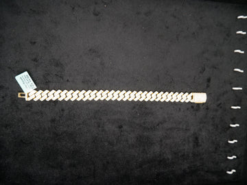 Pavé Moissanite Cuban Link Bracelet In 18K Gold