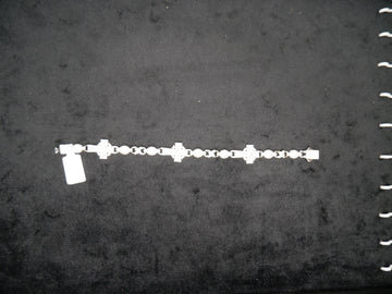 Pavé Diamond Cross Station Tennis Bracelet In Sterling Silver