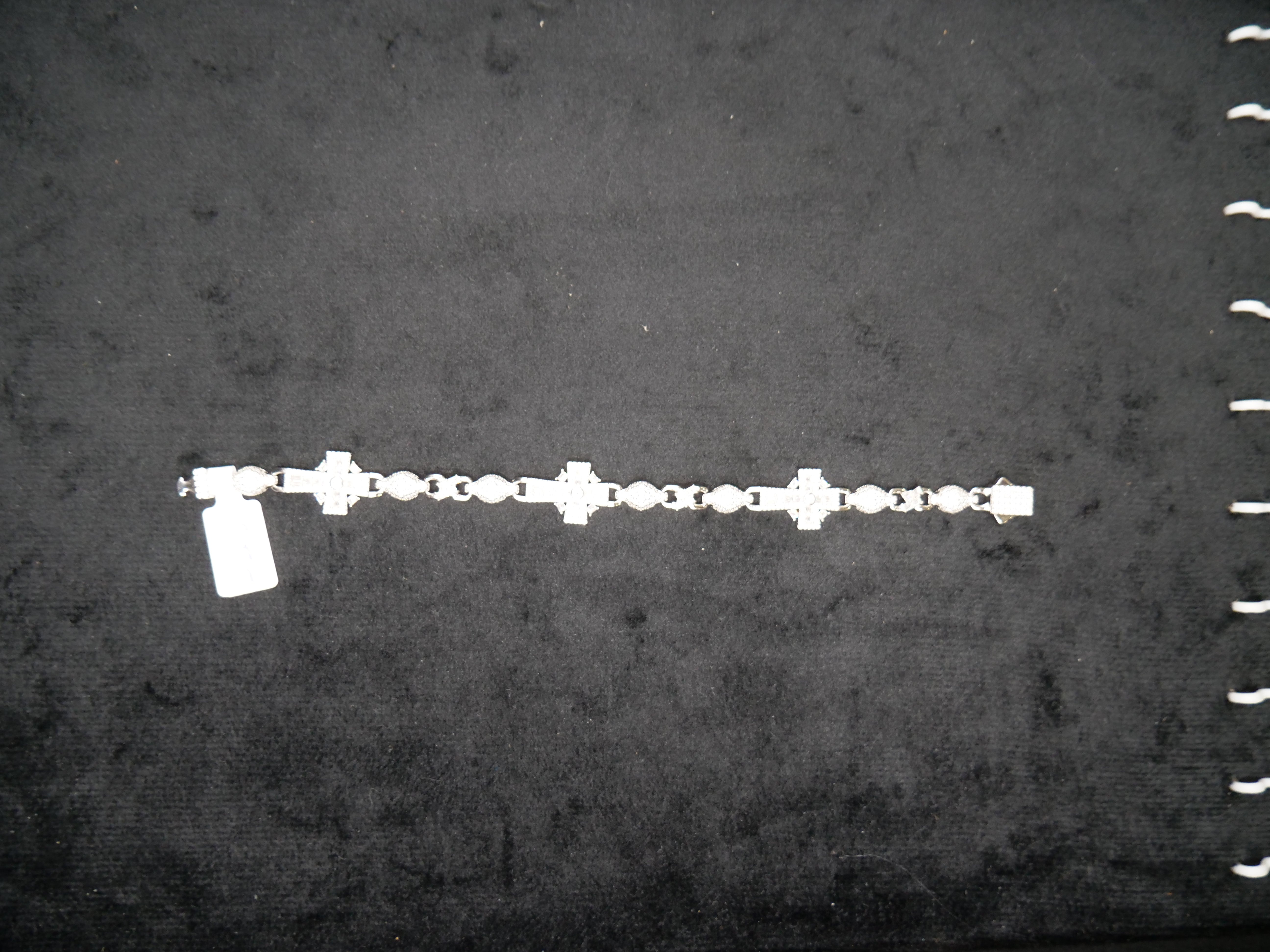 Pavé Diamond Cross Station Tennis Bracelet In Sterling Silver