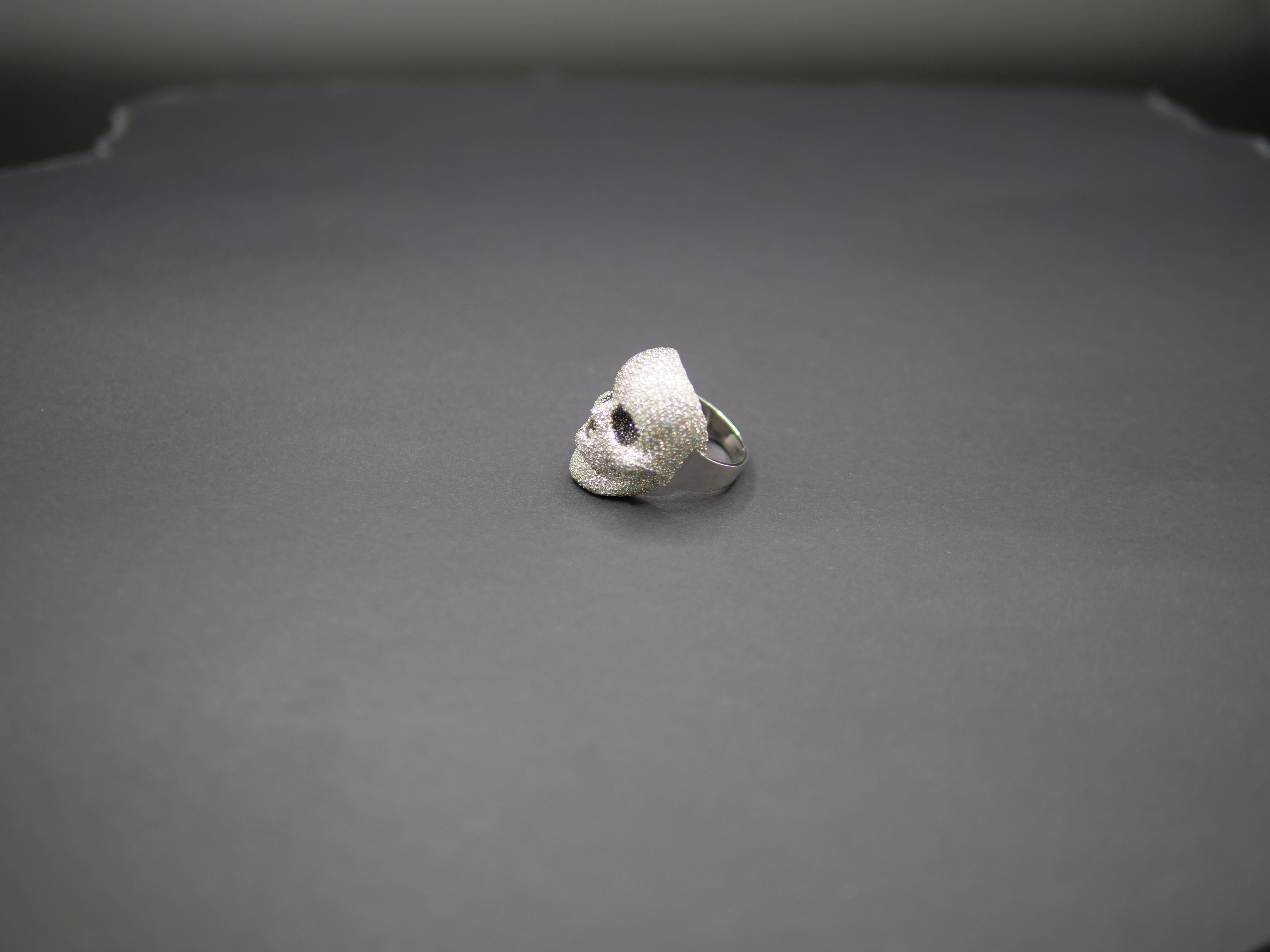 Iced Out Full Pavé Moissanite Skull Statement Ring In Sterling Silver