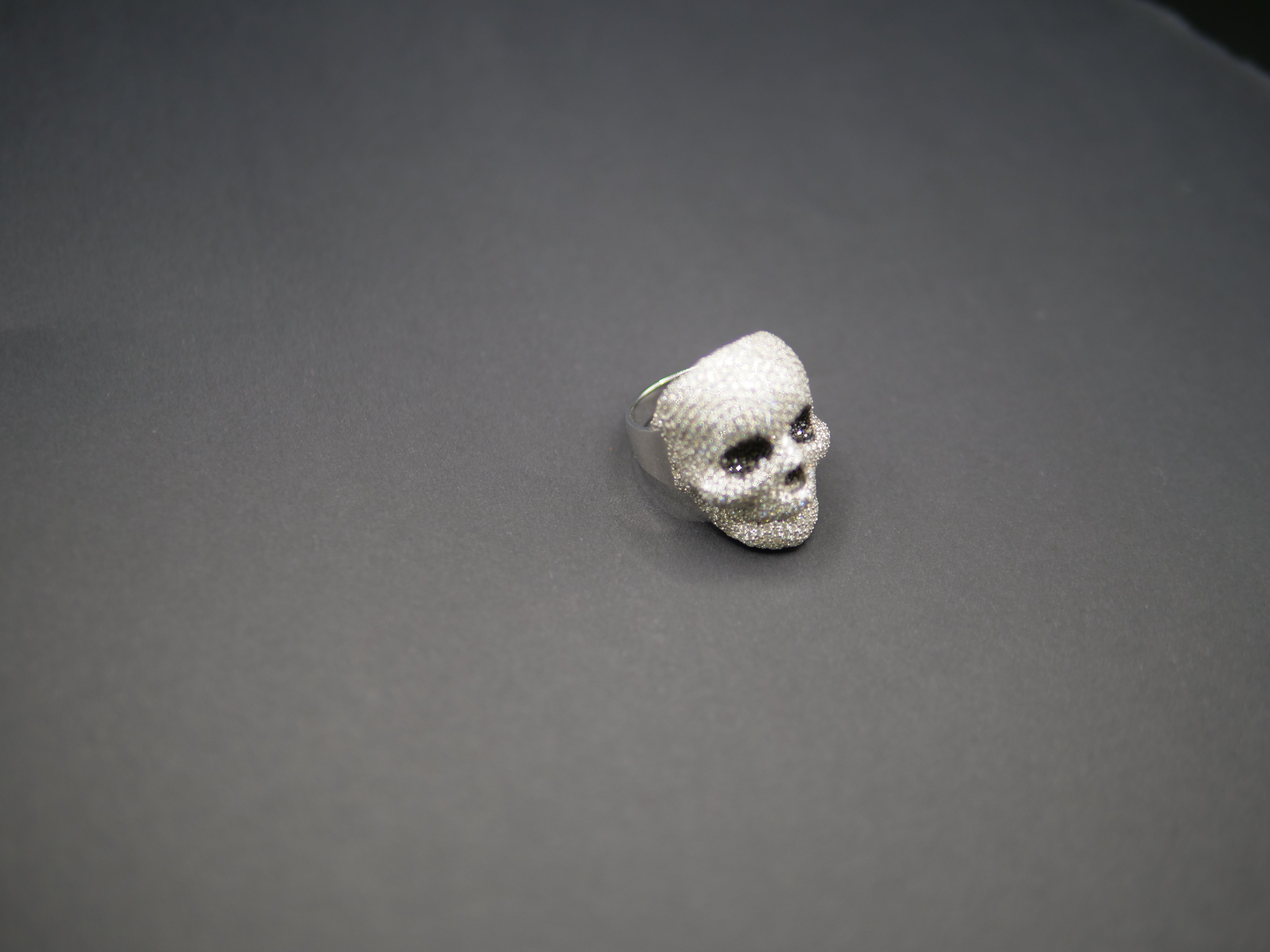 Iced Out Full Pavé Moissanite Skull Statement Ring In Sterling Silver