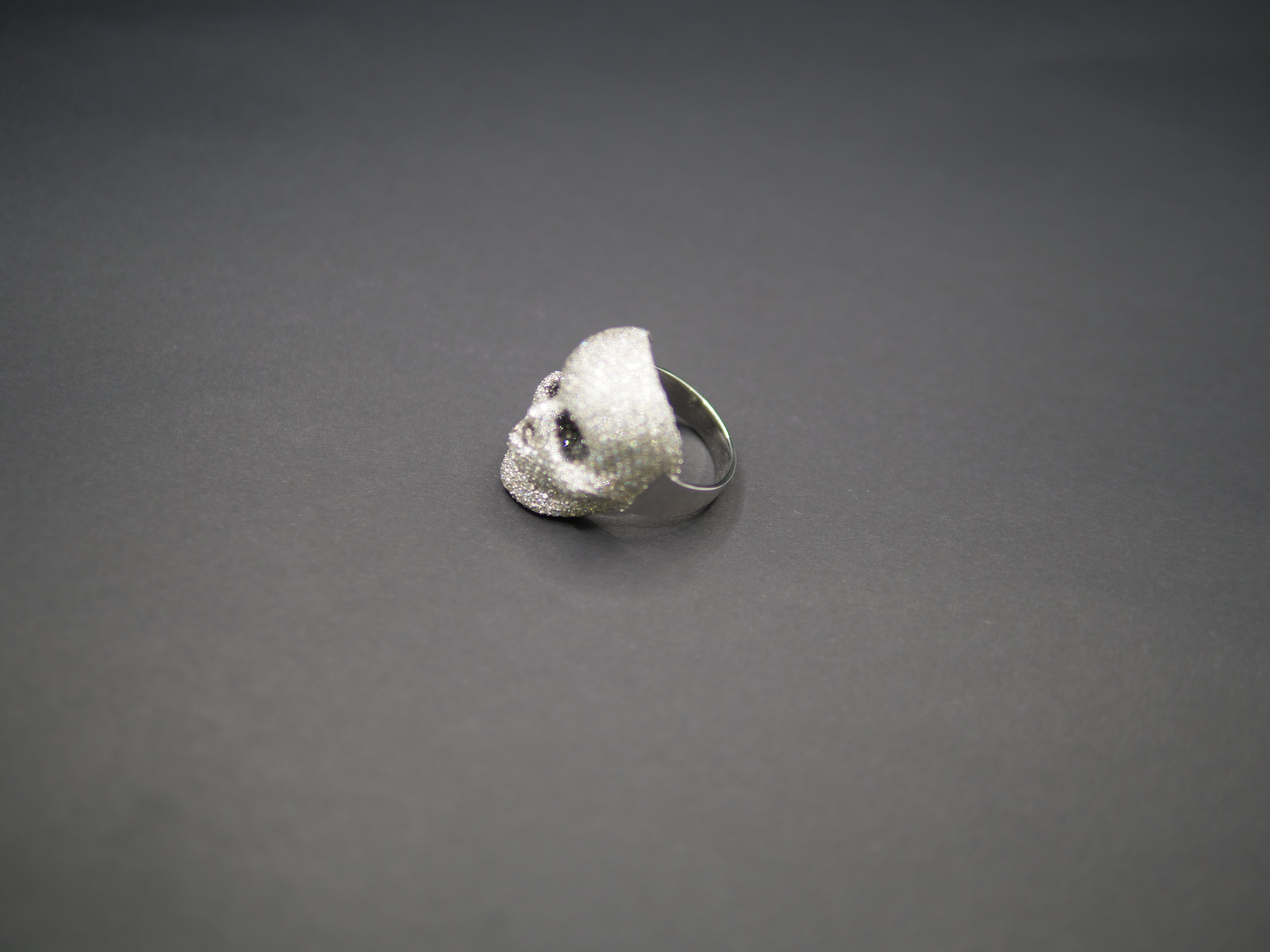 Iced Out Full Pavé Moissanite Skull Statement Ring In Sterling Silver