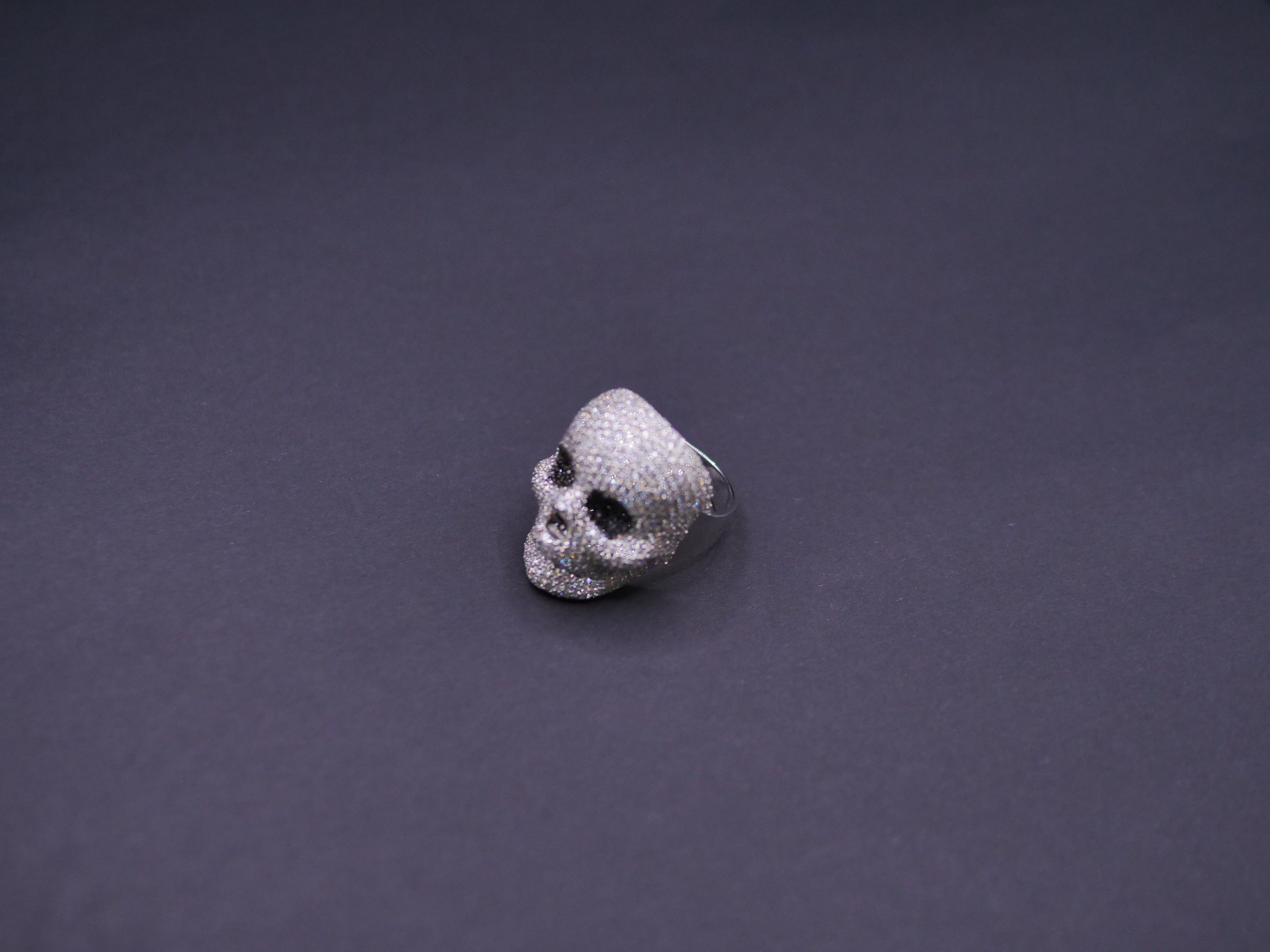Iced Out Full Pavé Moissanite Skull Statement Ring In Sterling Silver
