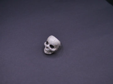 Iced Out Full Pavé Moissanite Skull Statement Ring In Sterling Silver