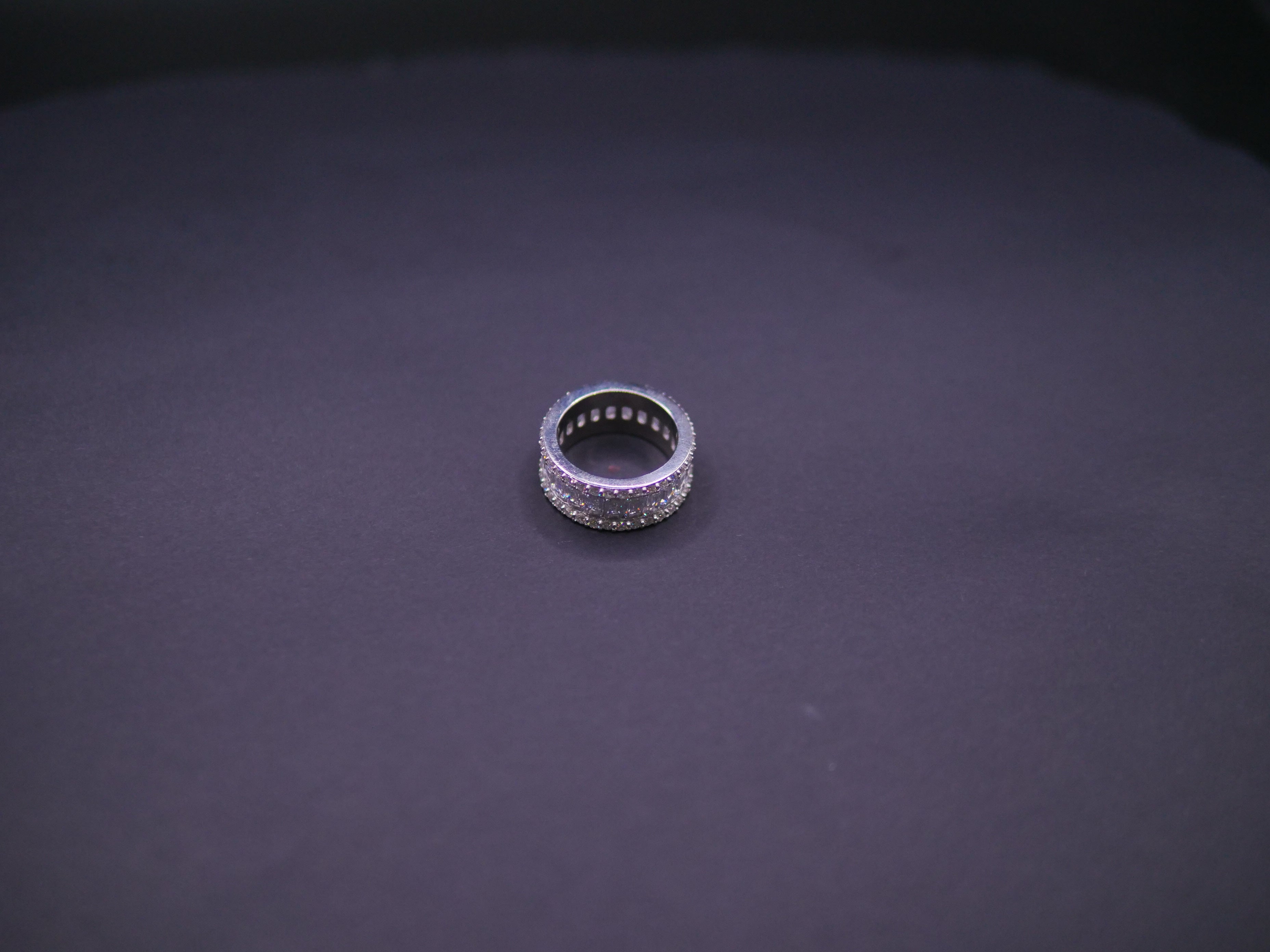 Triple Row Round-Cut Full Eternity Pavé Band Ring In Silver