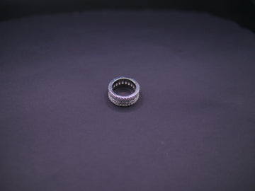 Triple Row Round-Cut Full Eternity Pavé Band Ring In Silver