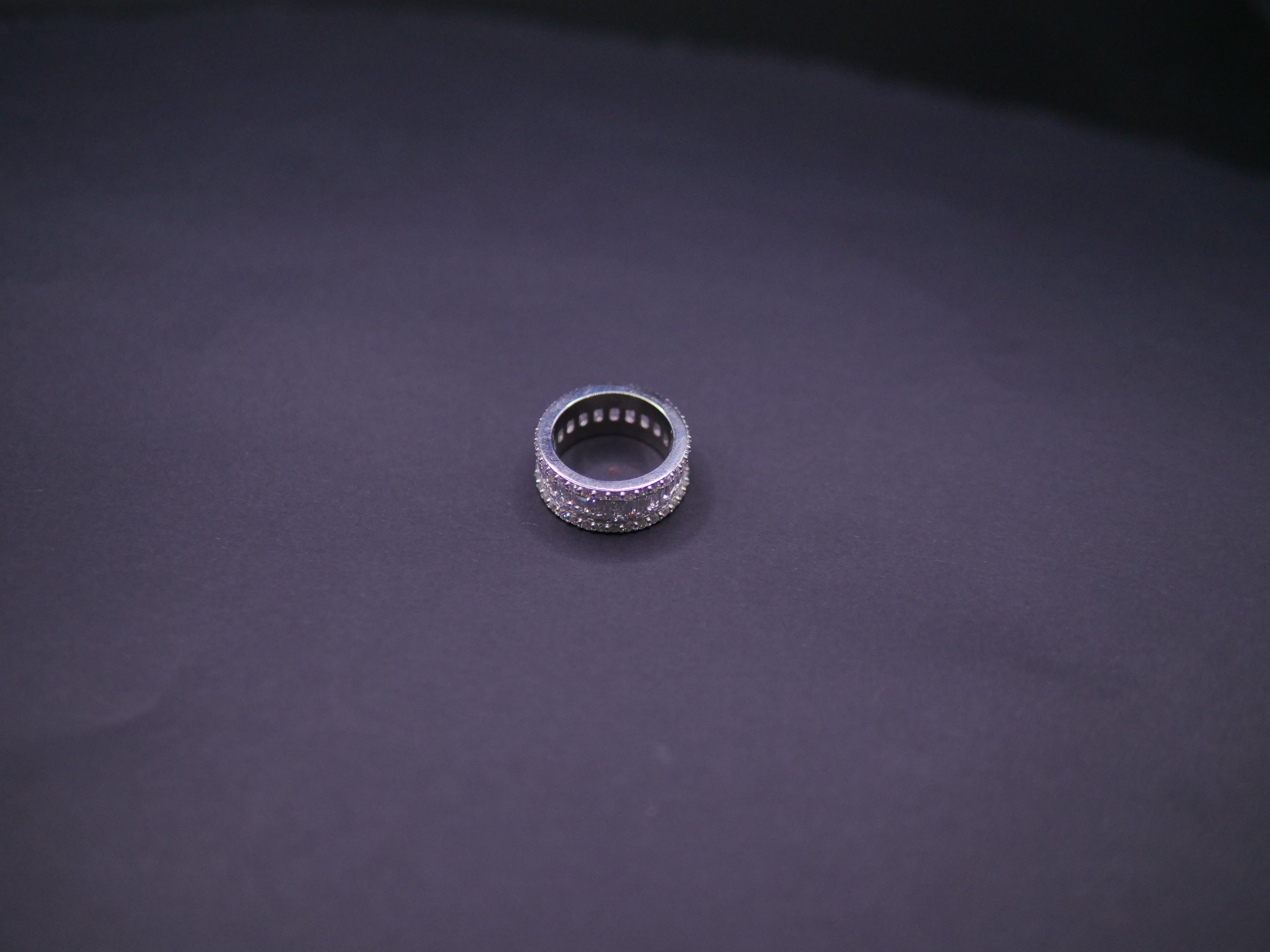 Triple Row Round-Cut Full Eternity Pavé Band Ring In Silver