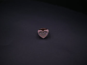 Rose Gold Pavé Heart Signet Ring Fully Iced In White CZ Stones