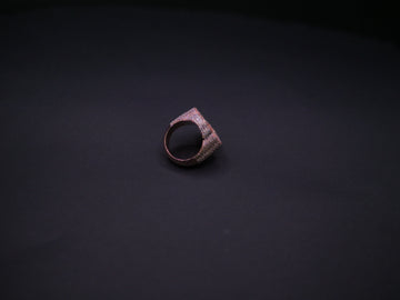 Iced Out Full Pavé Clover Statement Ring In Rose Gold