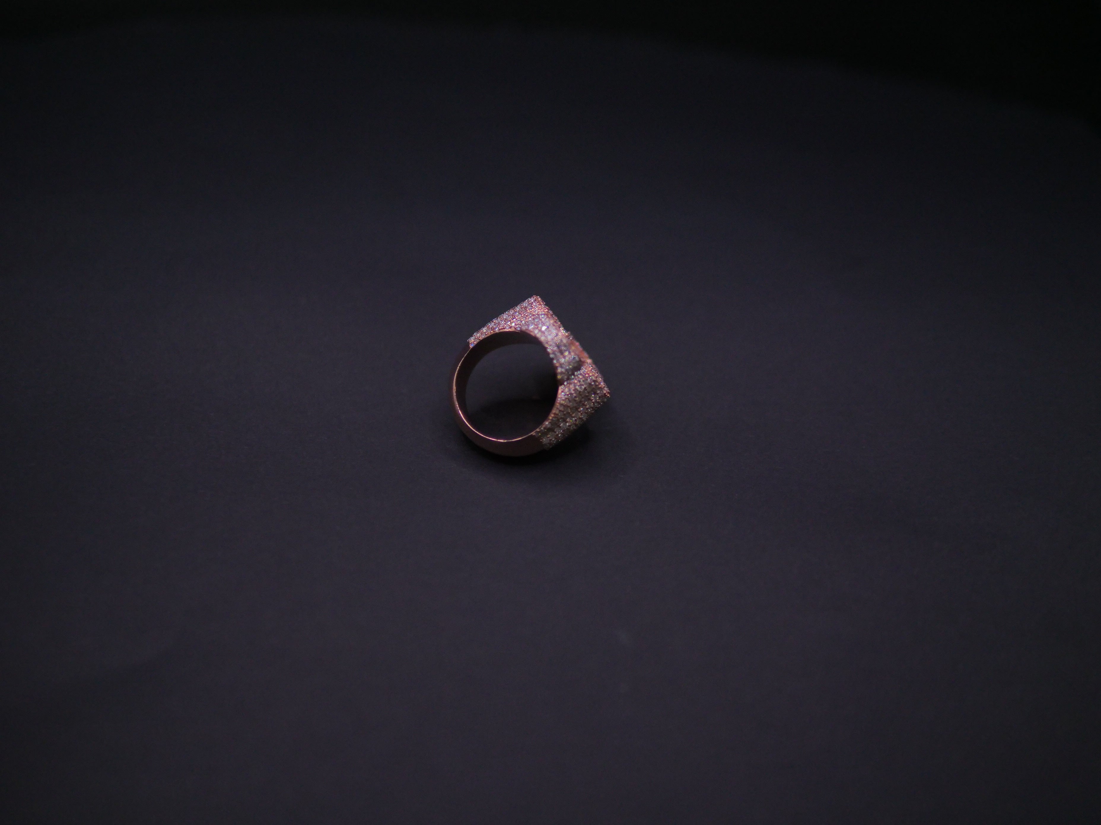 Iced Out Full Pavé Clover Statement Ring In Rose Gold