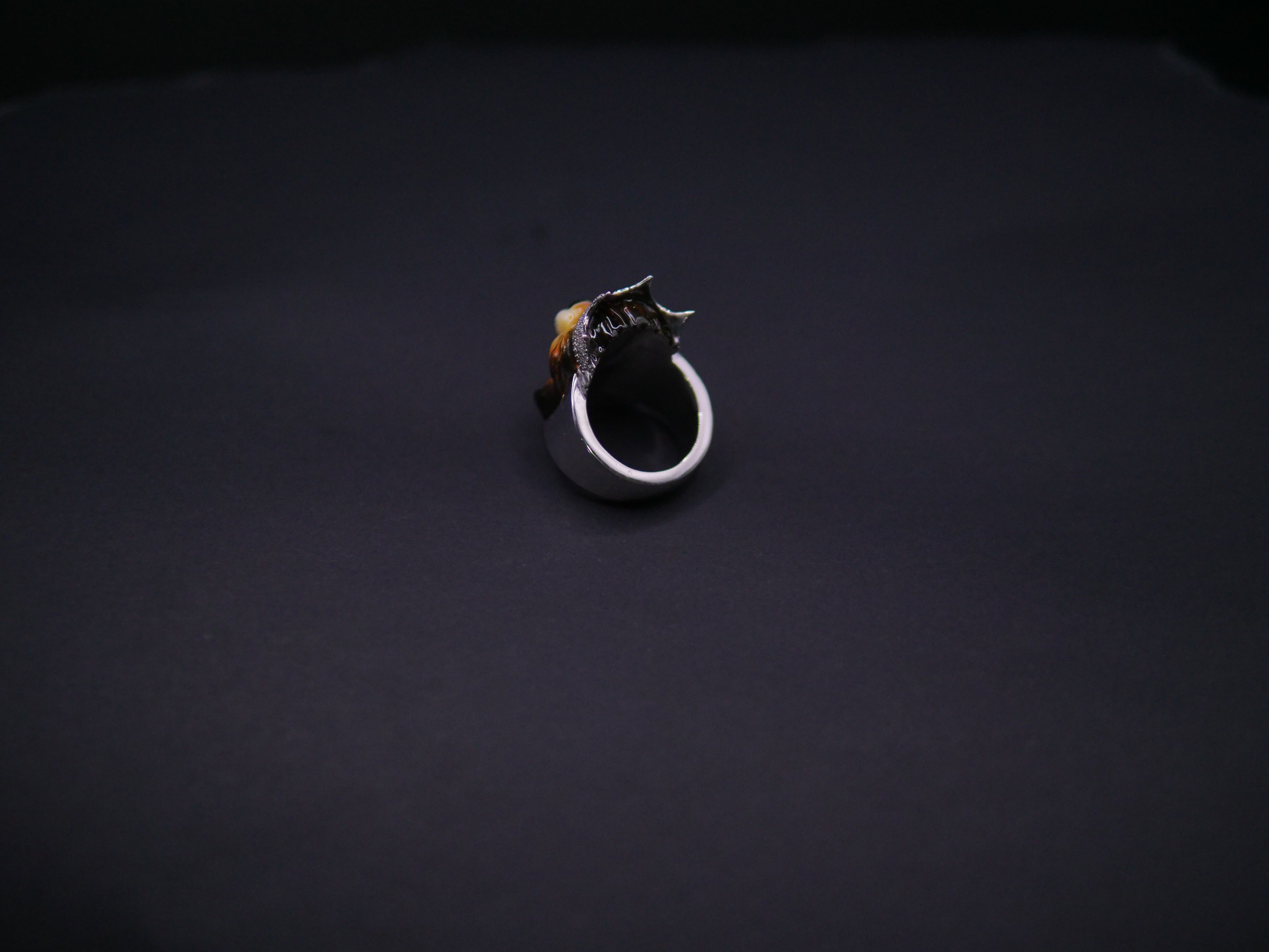 Crowned Lion King Statement Ring In Silver With Pavé Crown & Hand-Painted Enamel Face