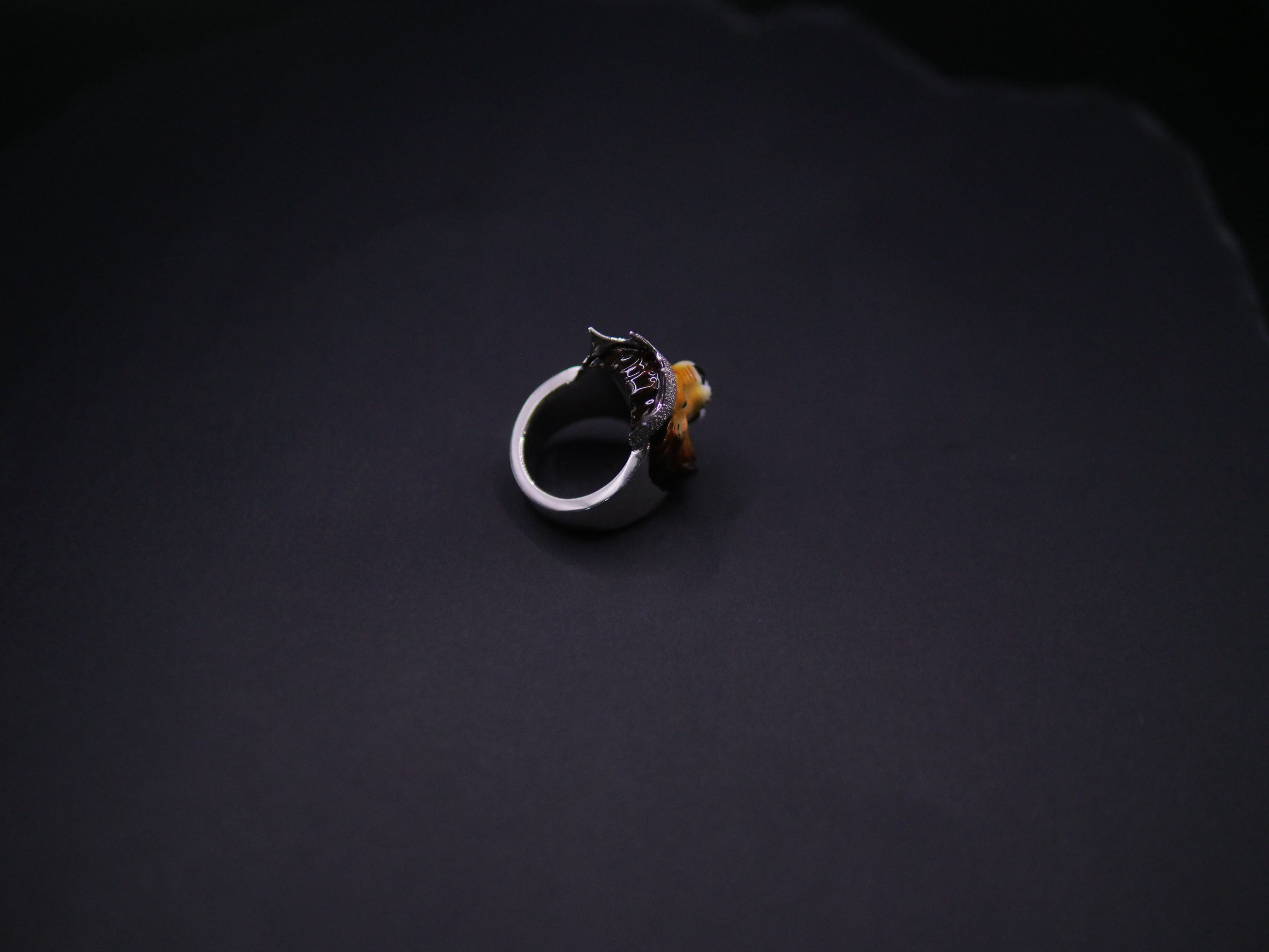 Crowned Lion King Statement Ring In Silver With Pavé Crown & Hand-Painted Enamel Face