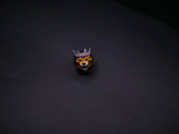 Crowned Lion King Statement Ring In Silver With Pavé Crown & Hand-Painted Enamel Face
