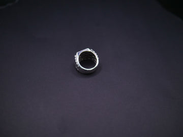 Iced Out Pavé Dollar Sign Signet Ring In Sterling Silver