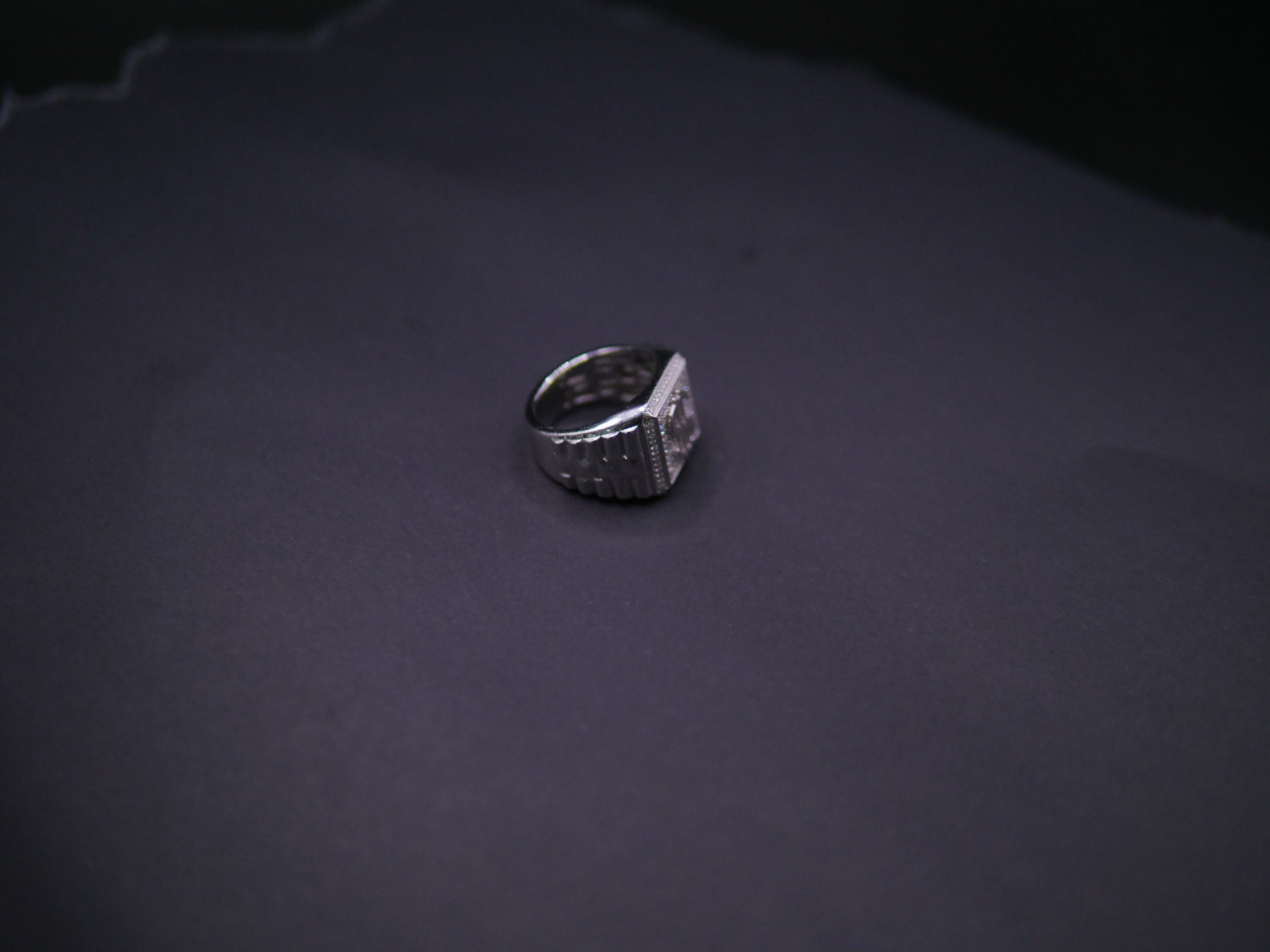 Iced Out Pavé Dollar Sign Signet Ring In Sterling Silver
