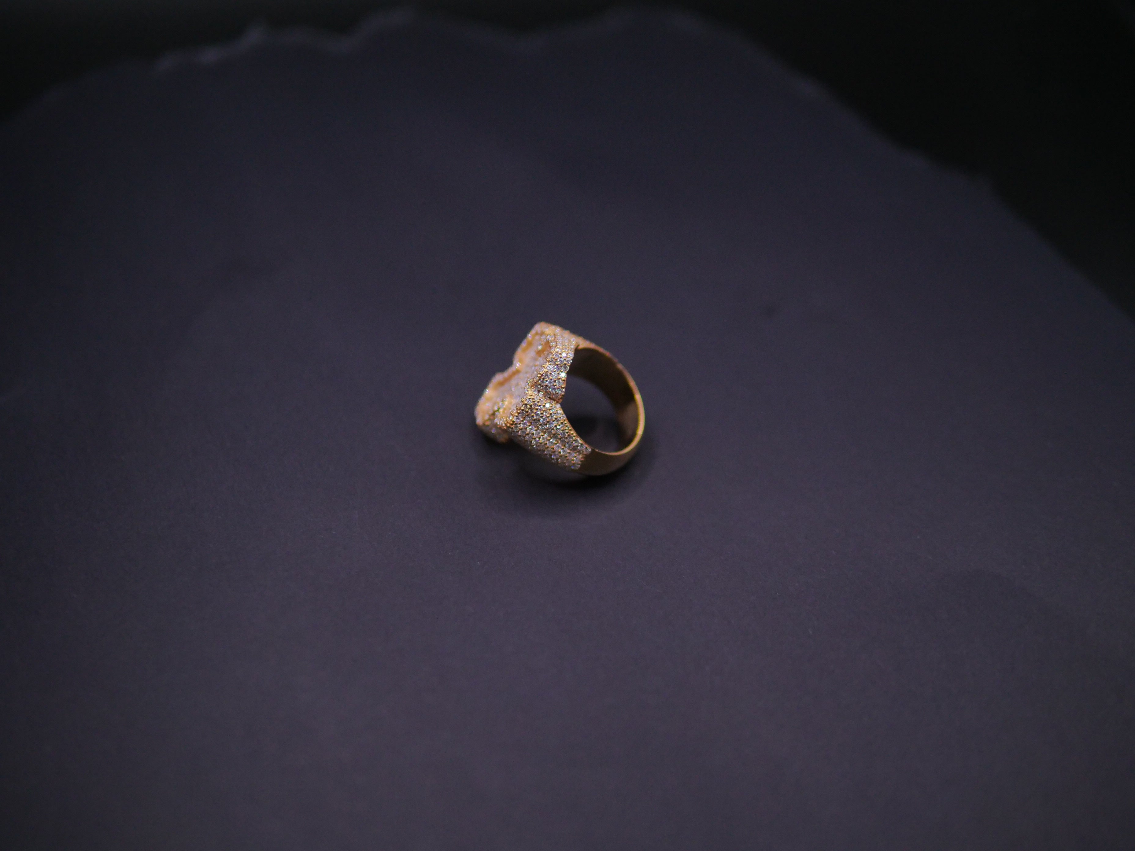Heavyweight Iced Out Full Pavé Cushion Signet Ring In 18K Gold