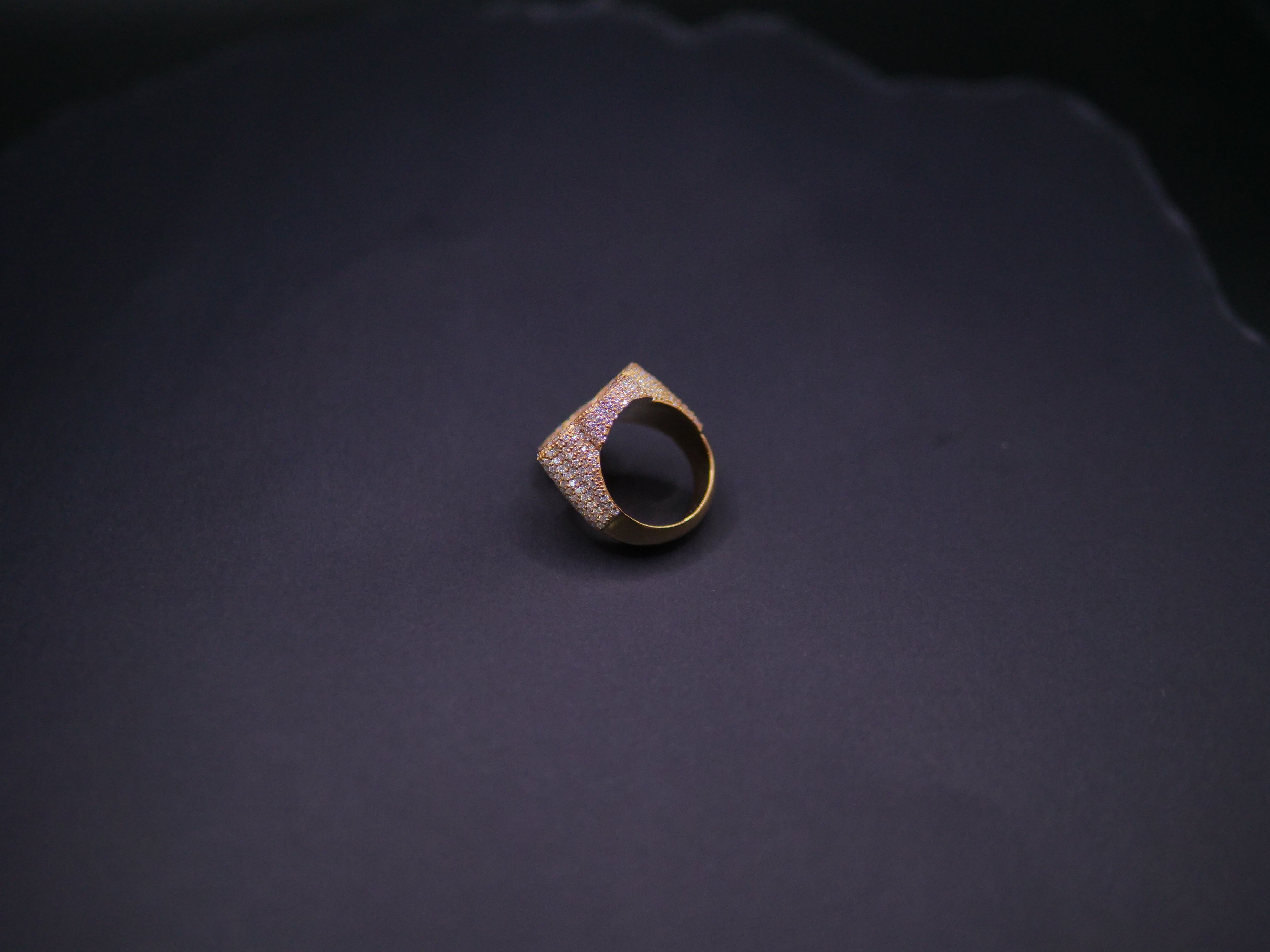 Heavyweight Iced Out Full Pavé Cushion Signet Ring In 18K Gold