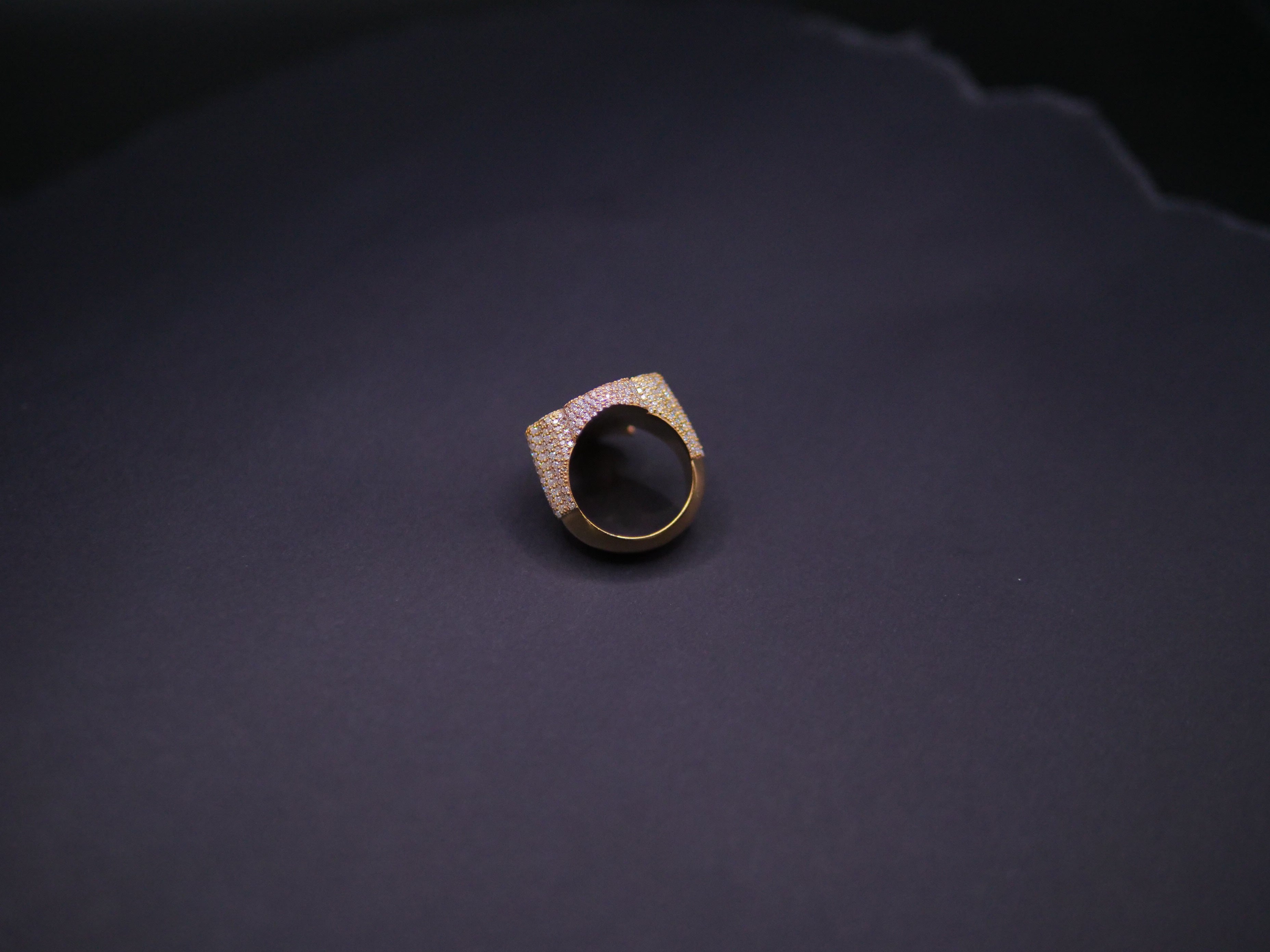 Heavyweight Iced Out Full Pavé Cushion Signet Ring In 18K Gold