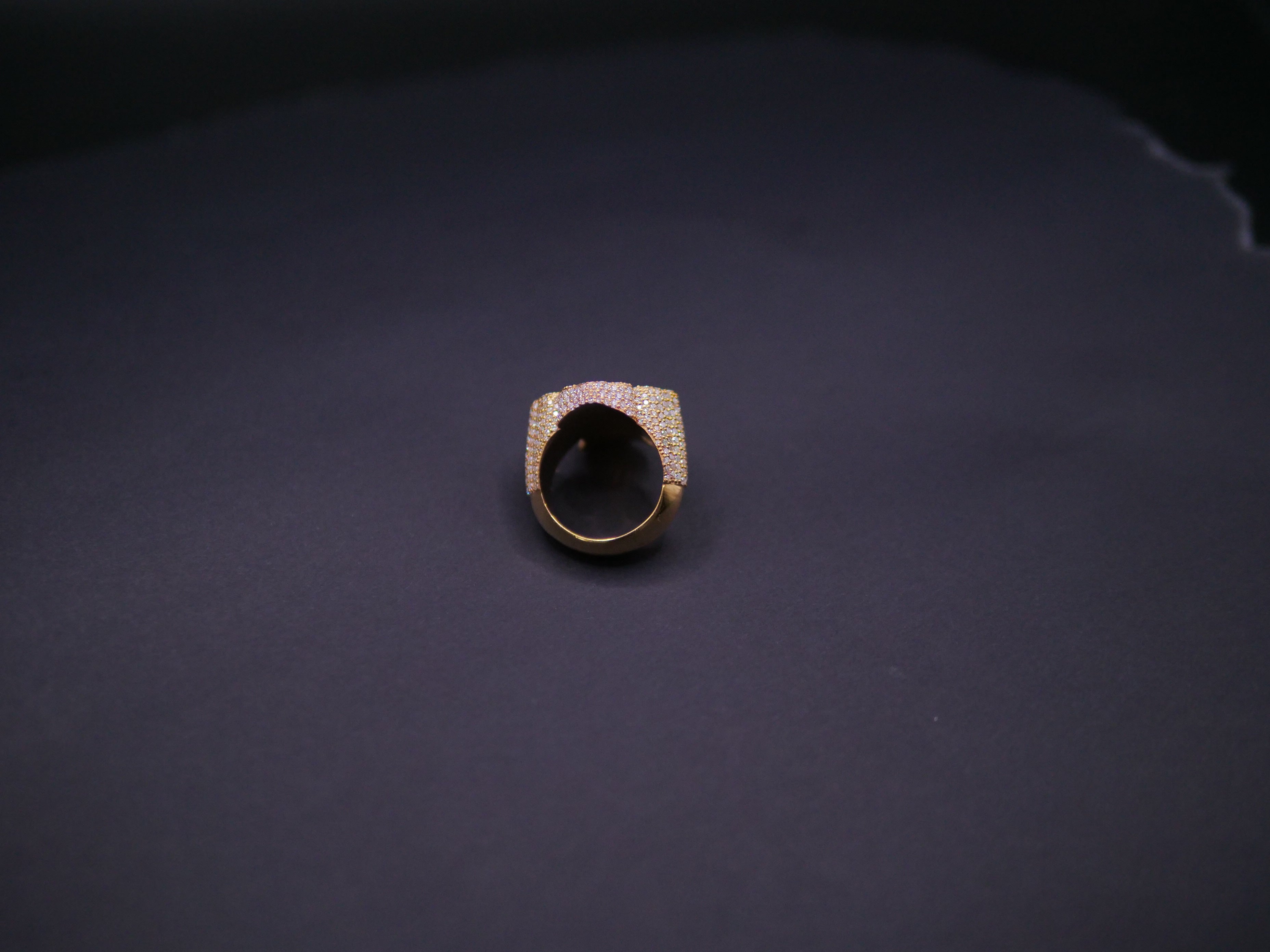 Heavyweight Iced Out Full Pavé Cushion Signet Ring In 18K Gold