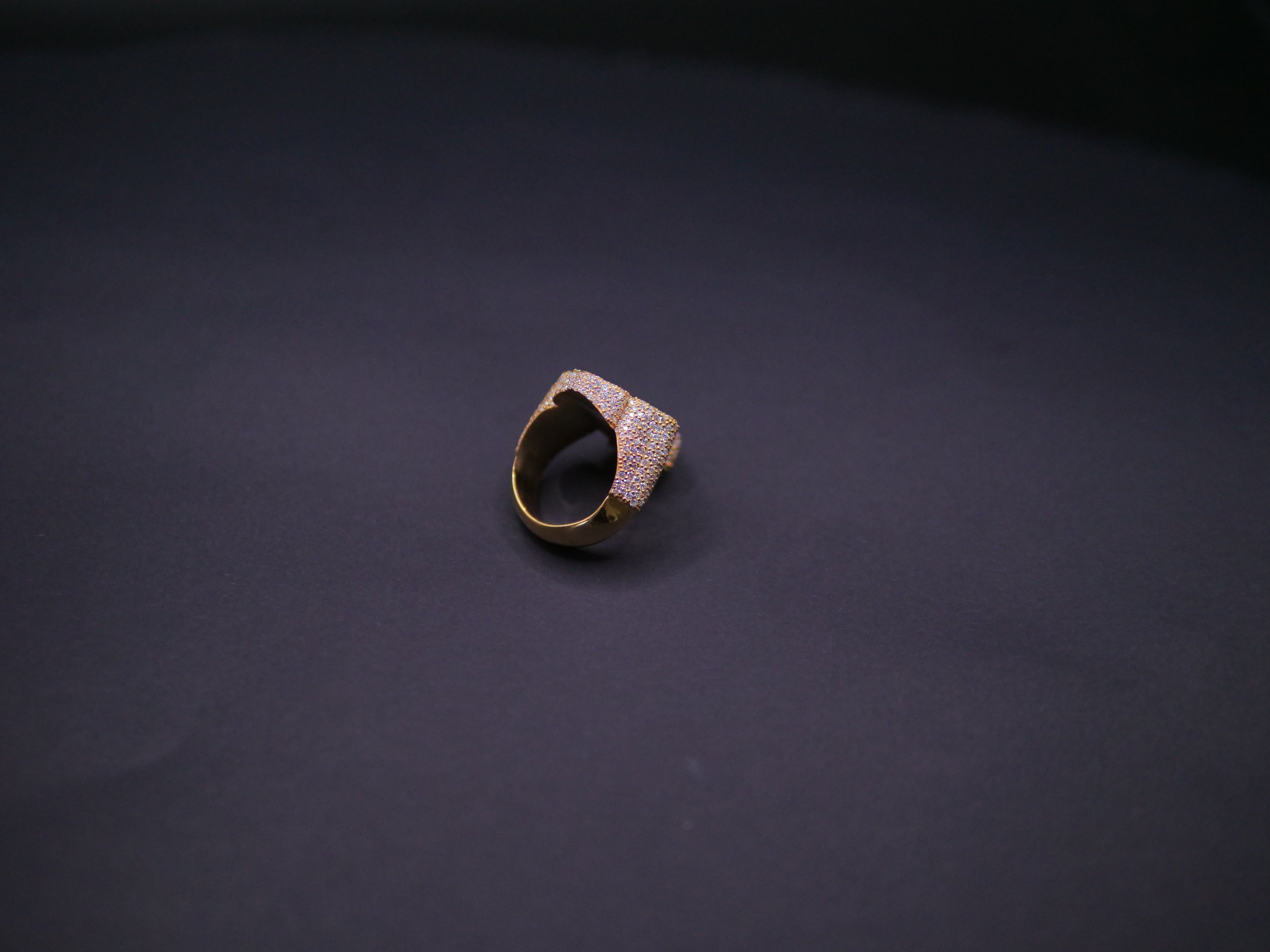 Heavyweight Iced Out Full Pavé Cushion Signet Ring In 18K Gold
