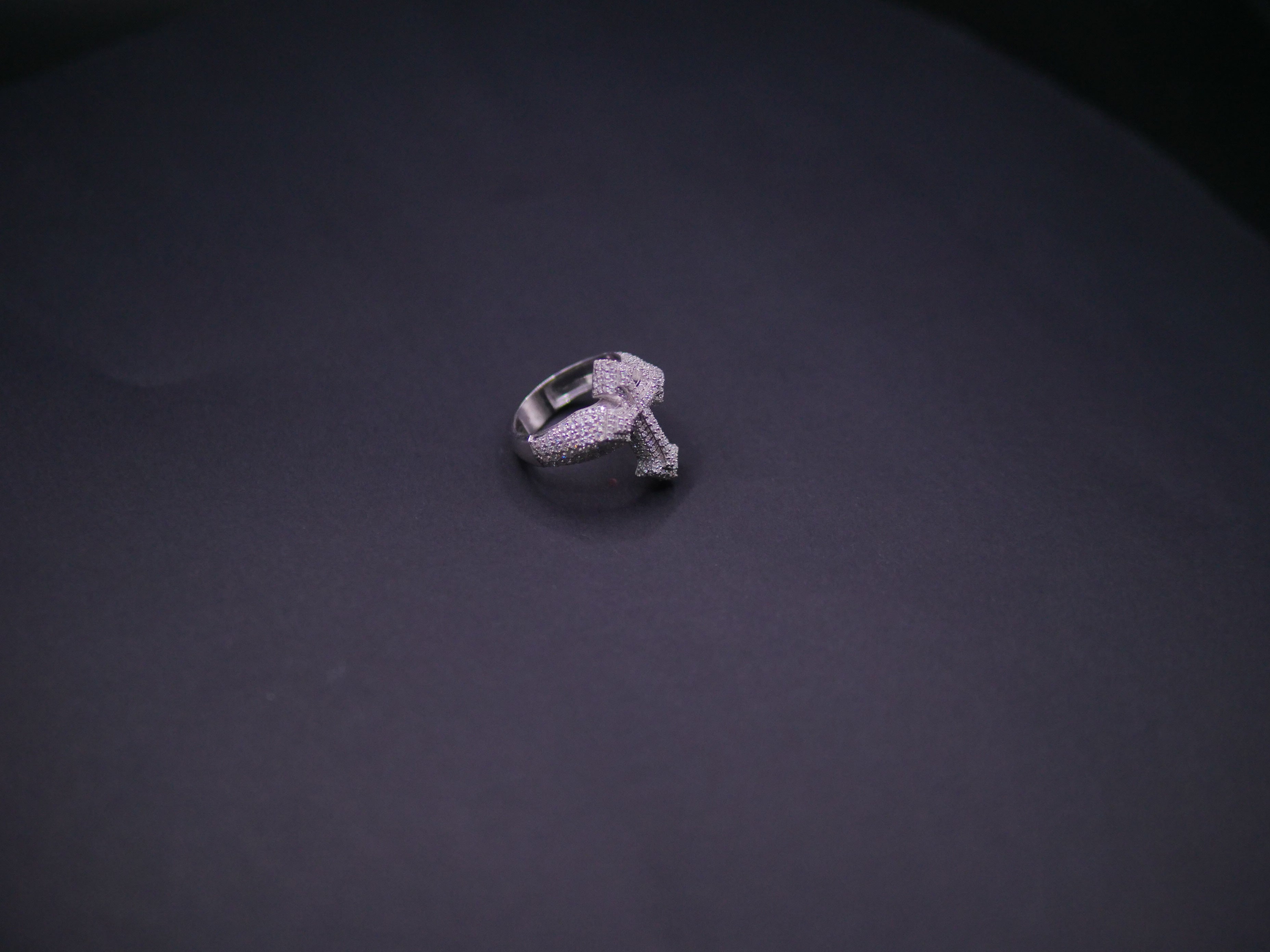 Iced Out Full Pavé Cross Statement Ring In White Gold
