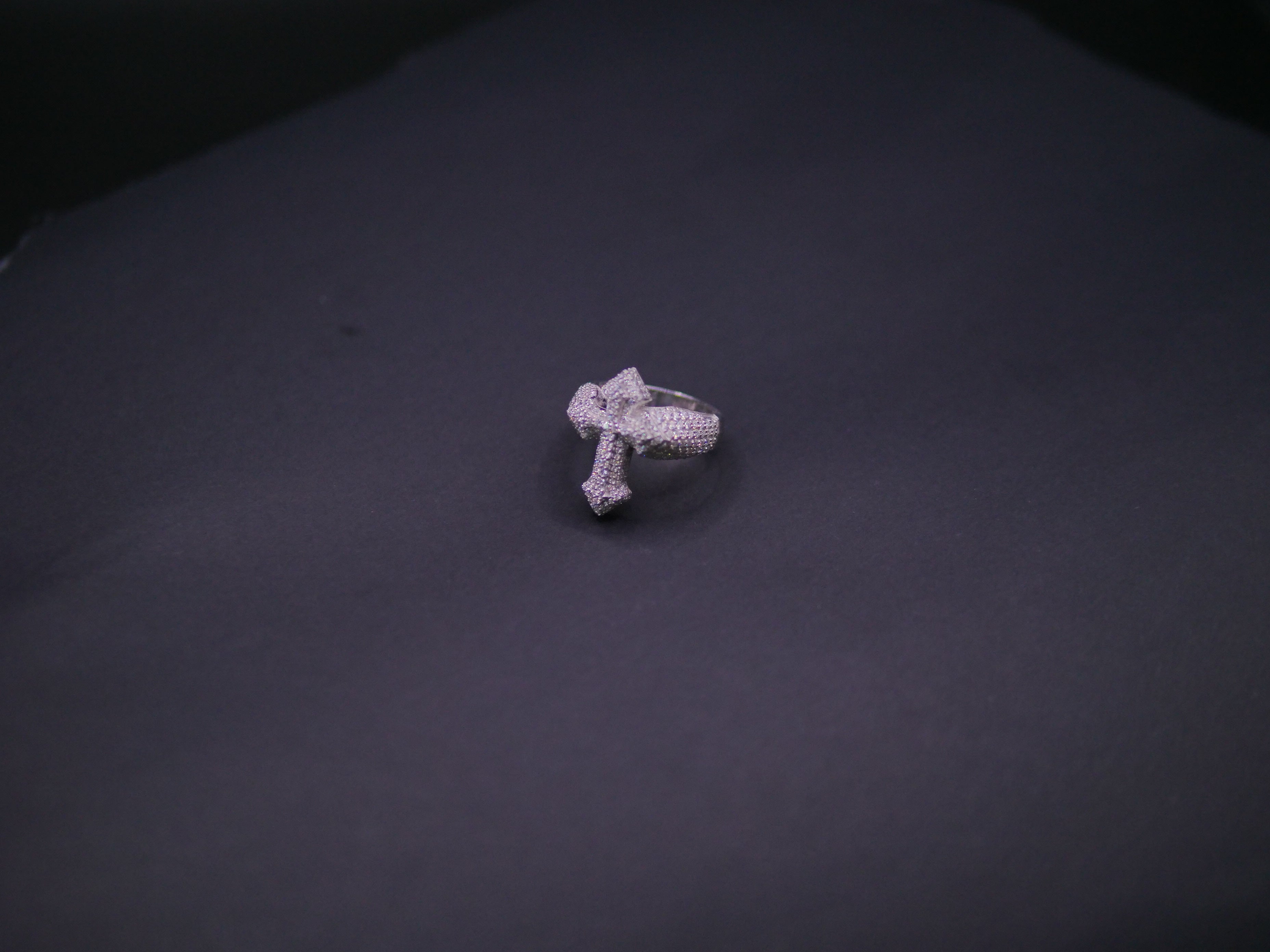 Iced Out Full Pavé Cross Statement Ring In White Gold