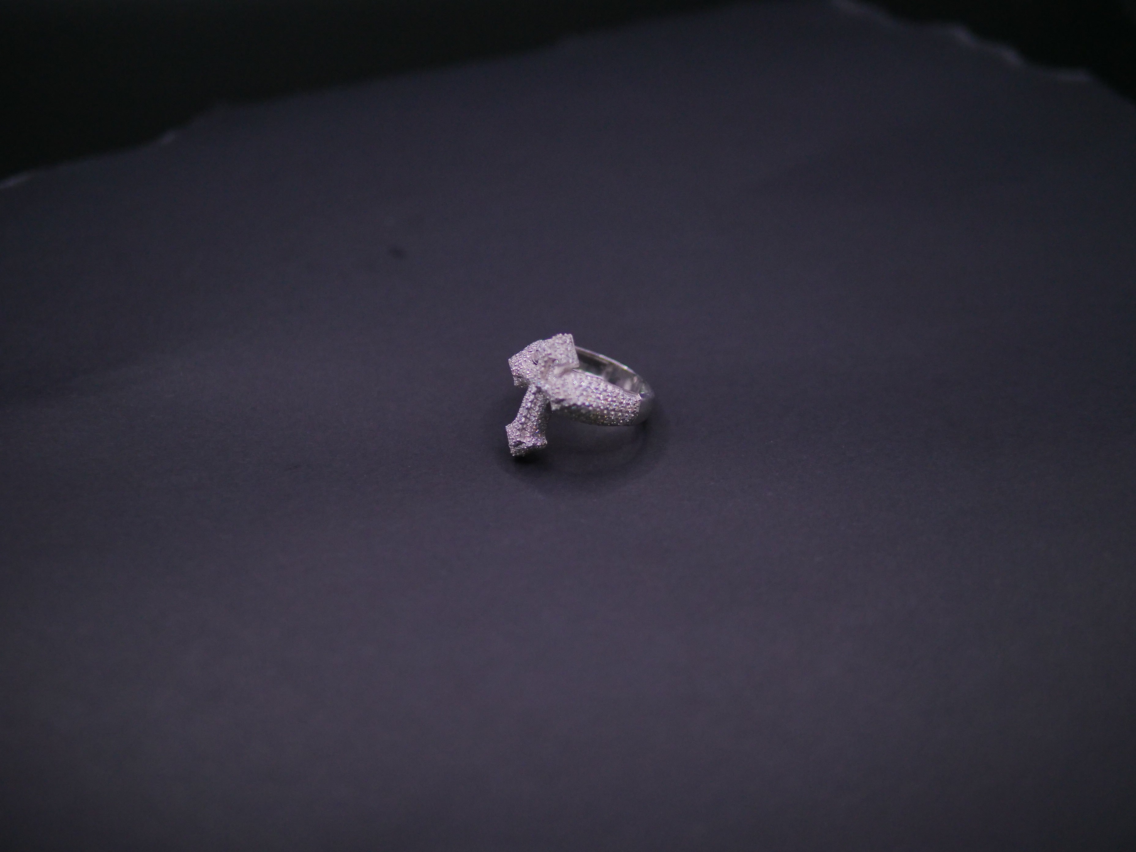 Iced Out Full Pavé Cross Statement Ring In White Gold