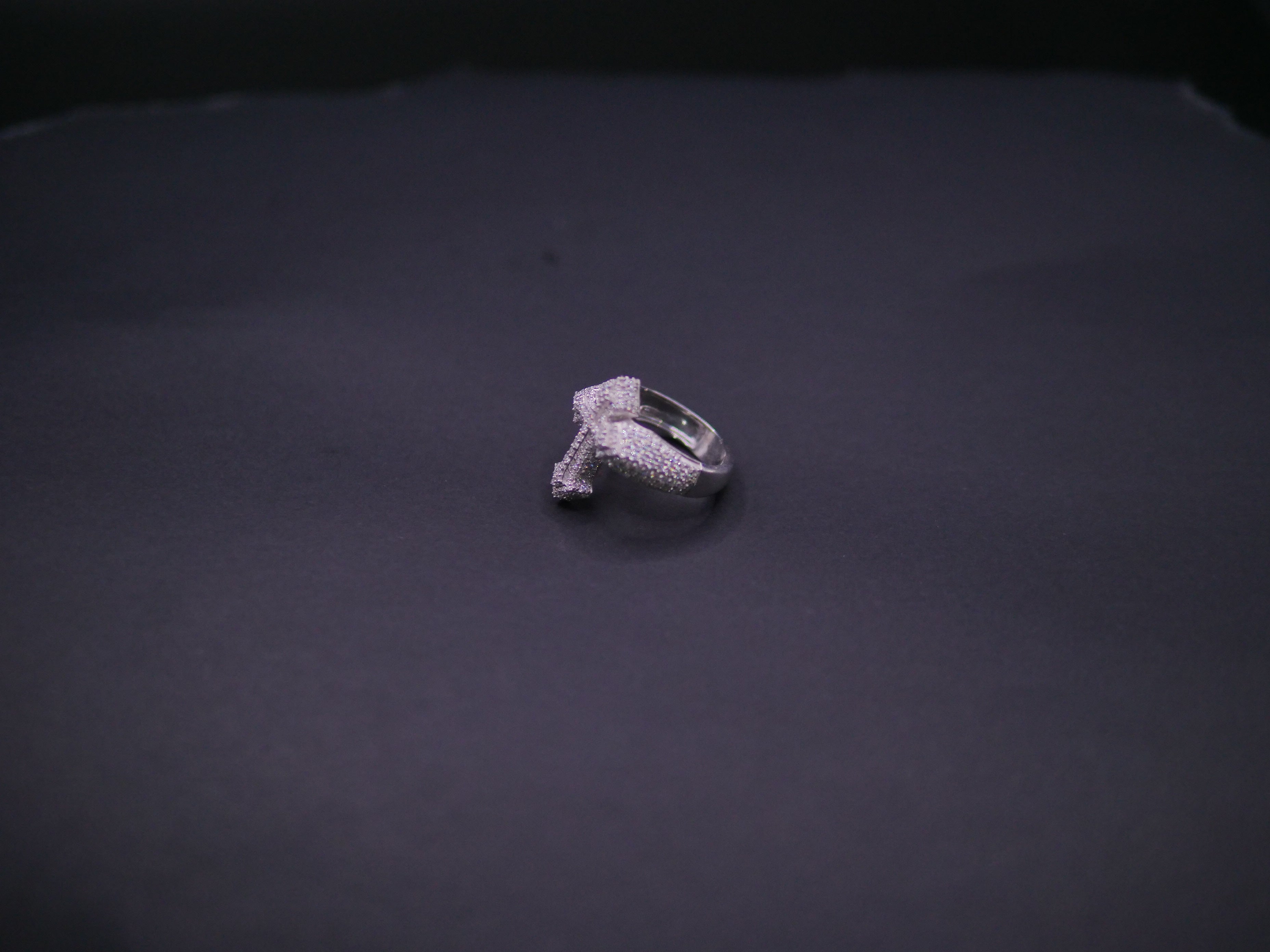 Iced Out Full Pavé Cross Statement Ring In White Gold