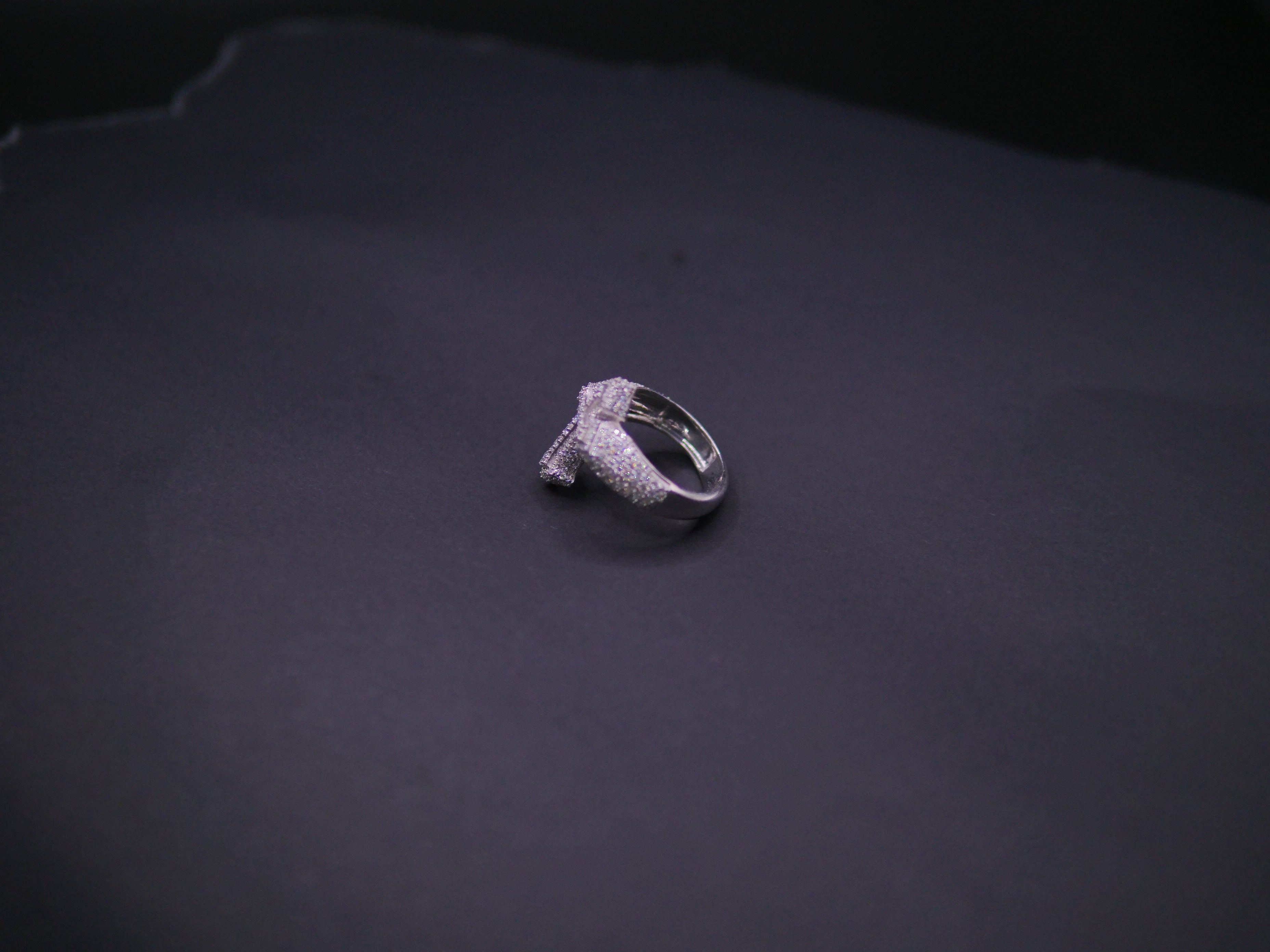 Iced Out Full Pavé Cross Statement Ring In White Gold