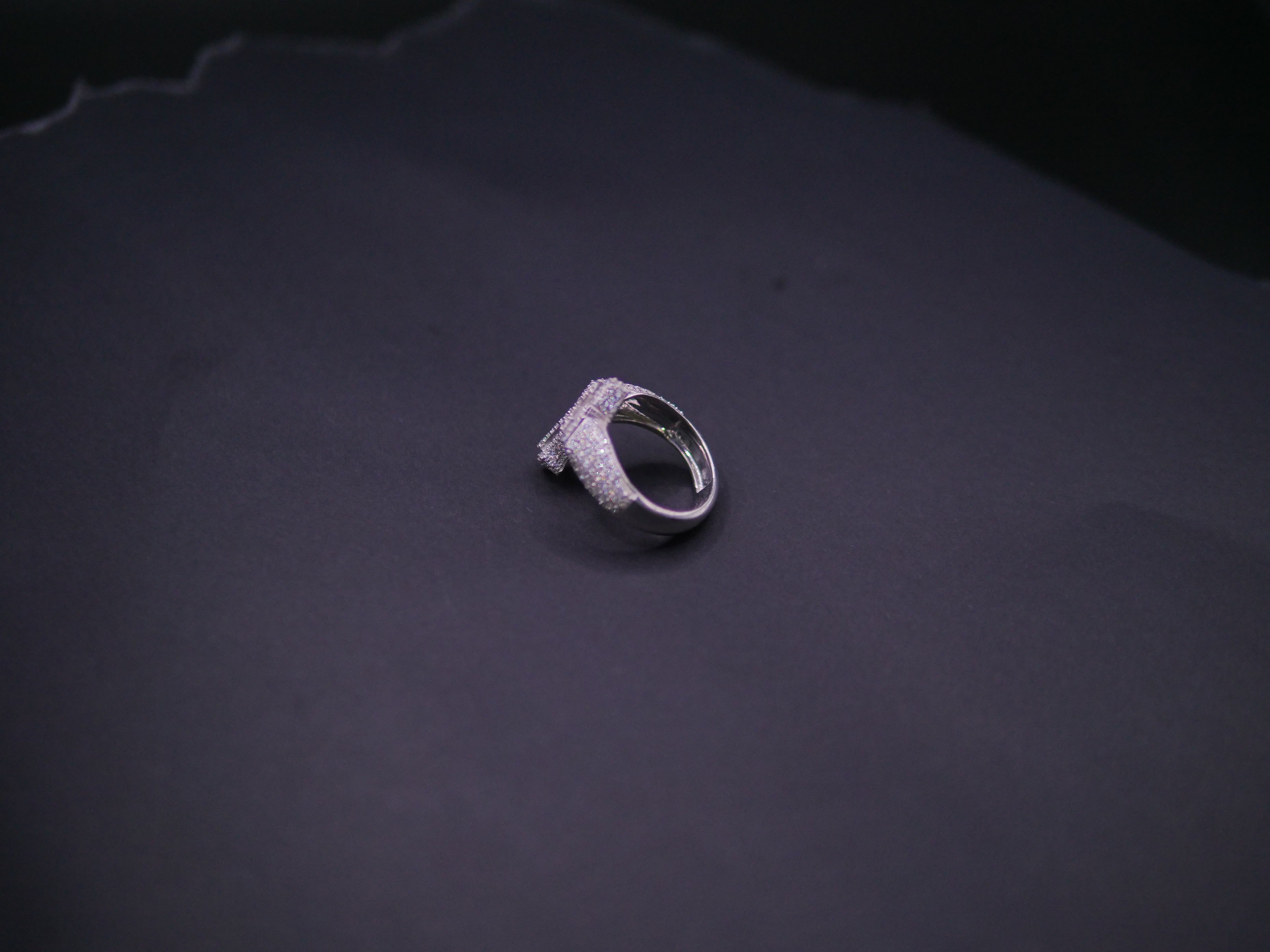 Iced Out Full Pavé Cross Statement Ring In White Gold
